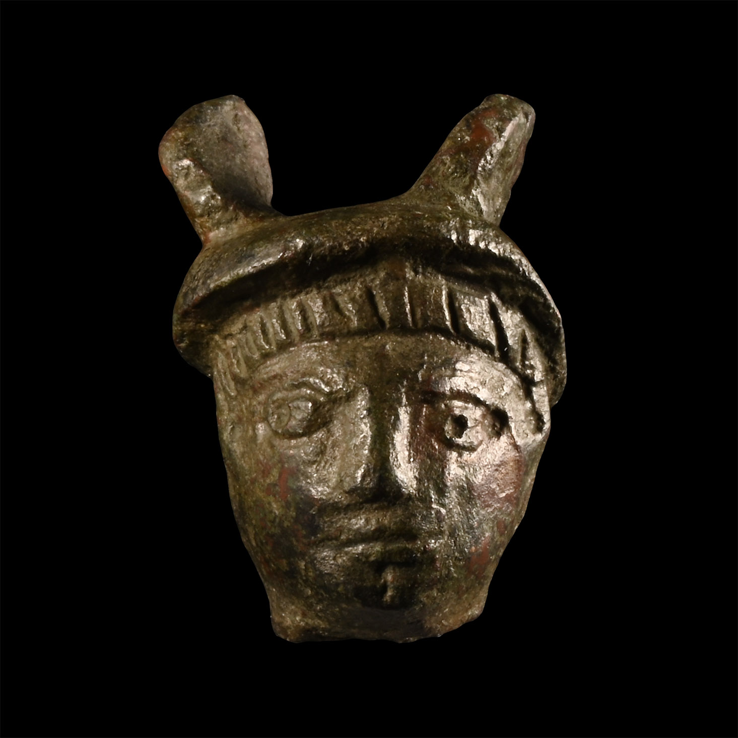 Roman Bronze Mercury Statuette Head