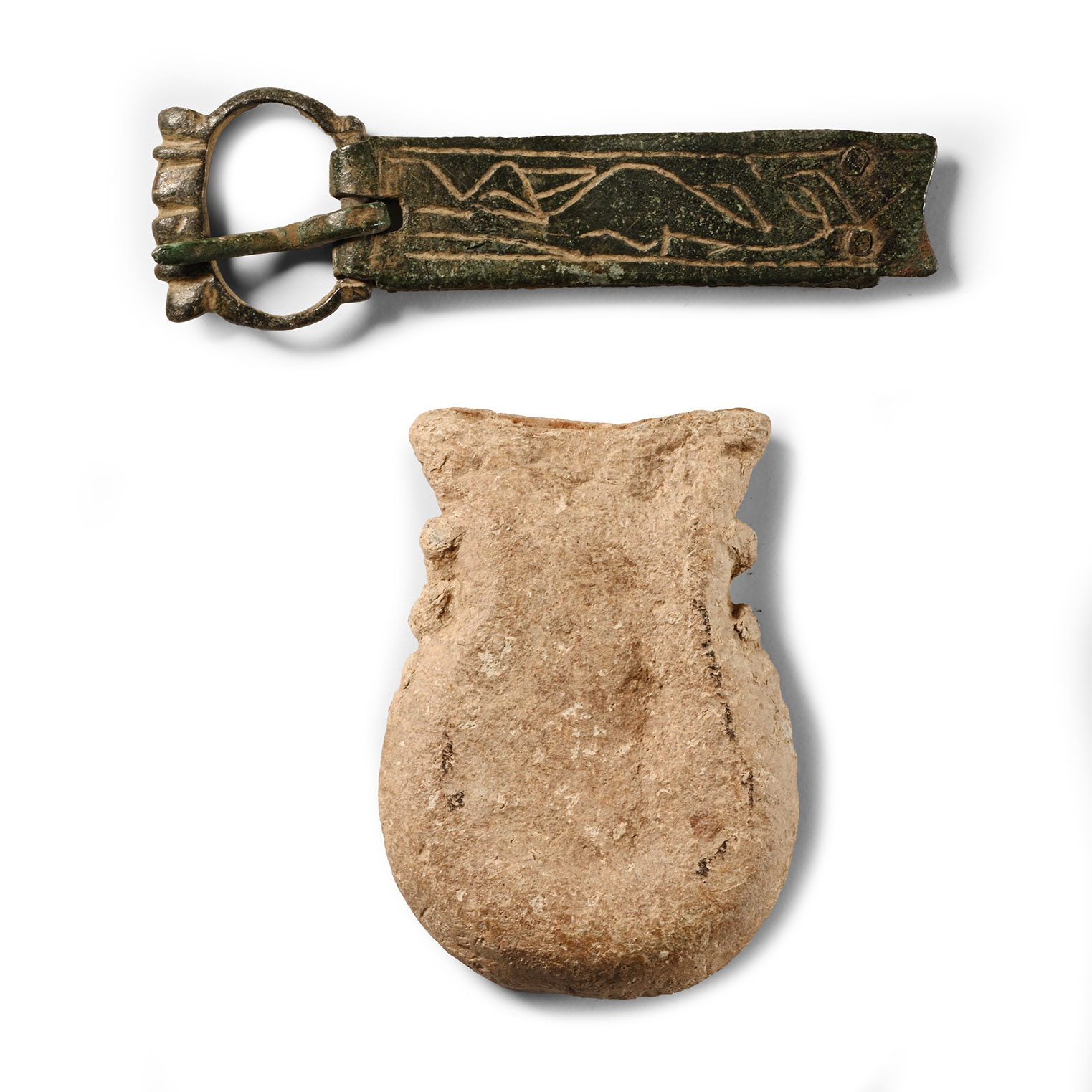Medieval 'Westminster' Bronze Buckle and Plate and Lead Pilgrim's Ampulla