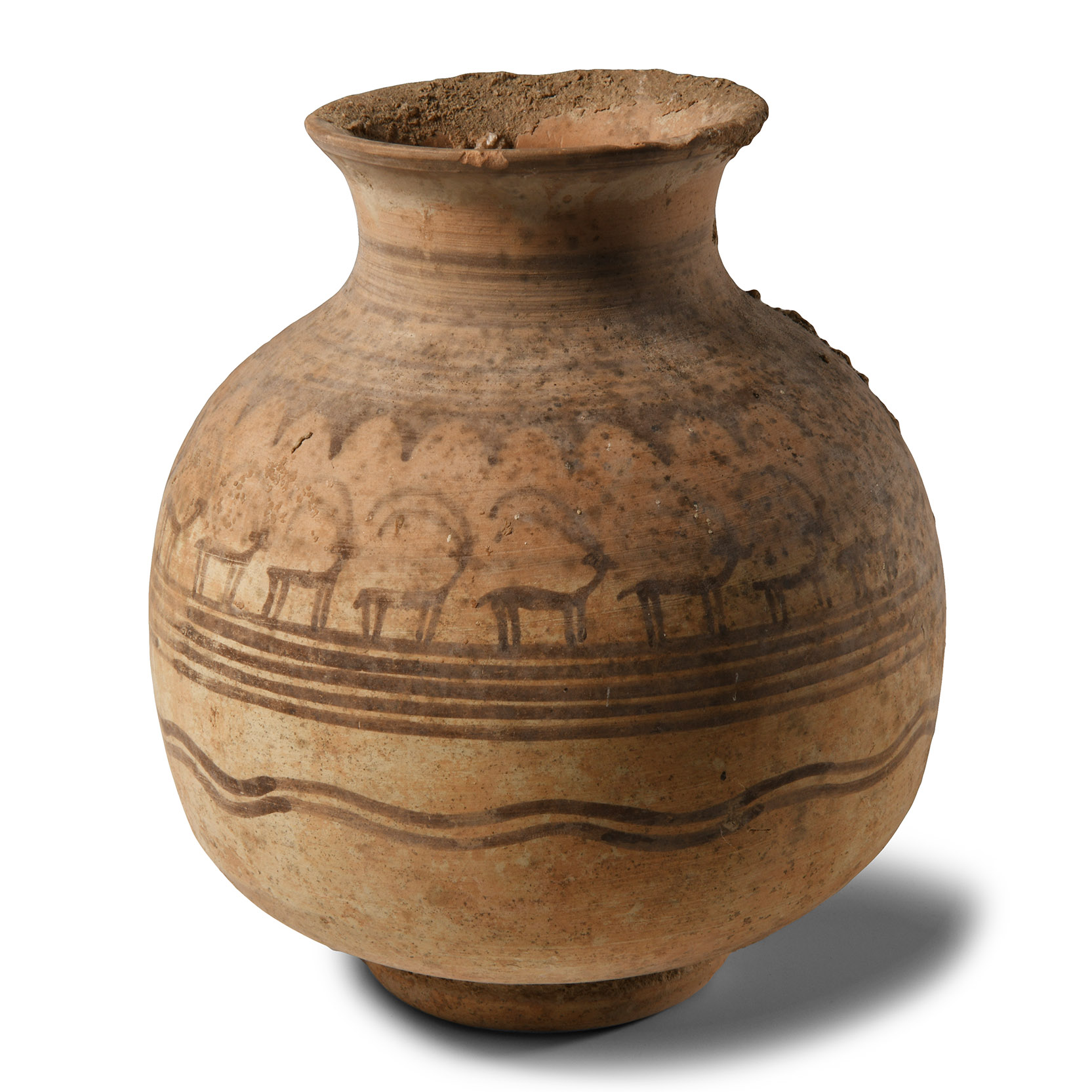 Western Asiatic Terracotta Storage Jar with Procession of Ibexes