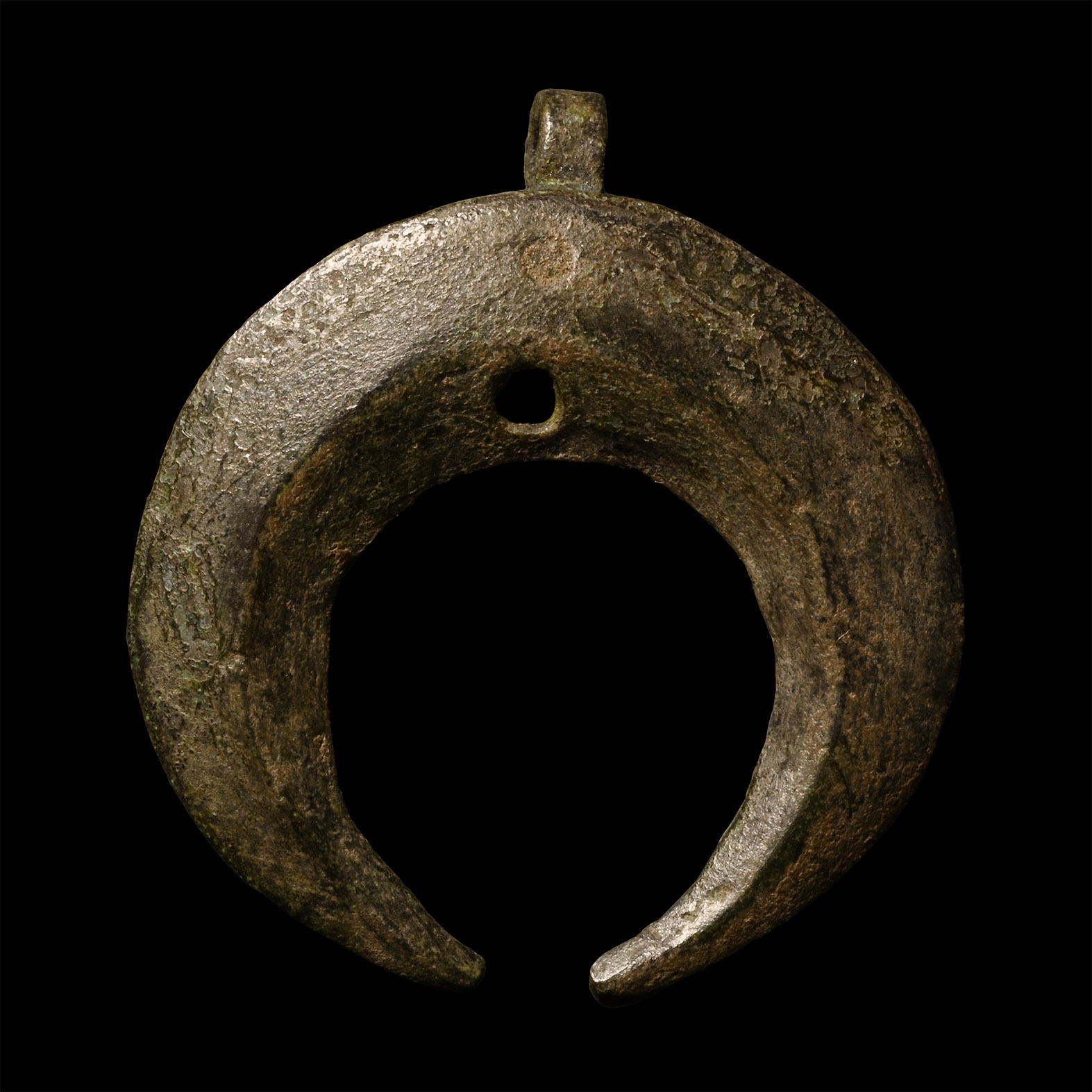 Medieval Bronze Lunar Horse Harness Pendant