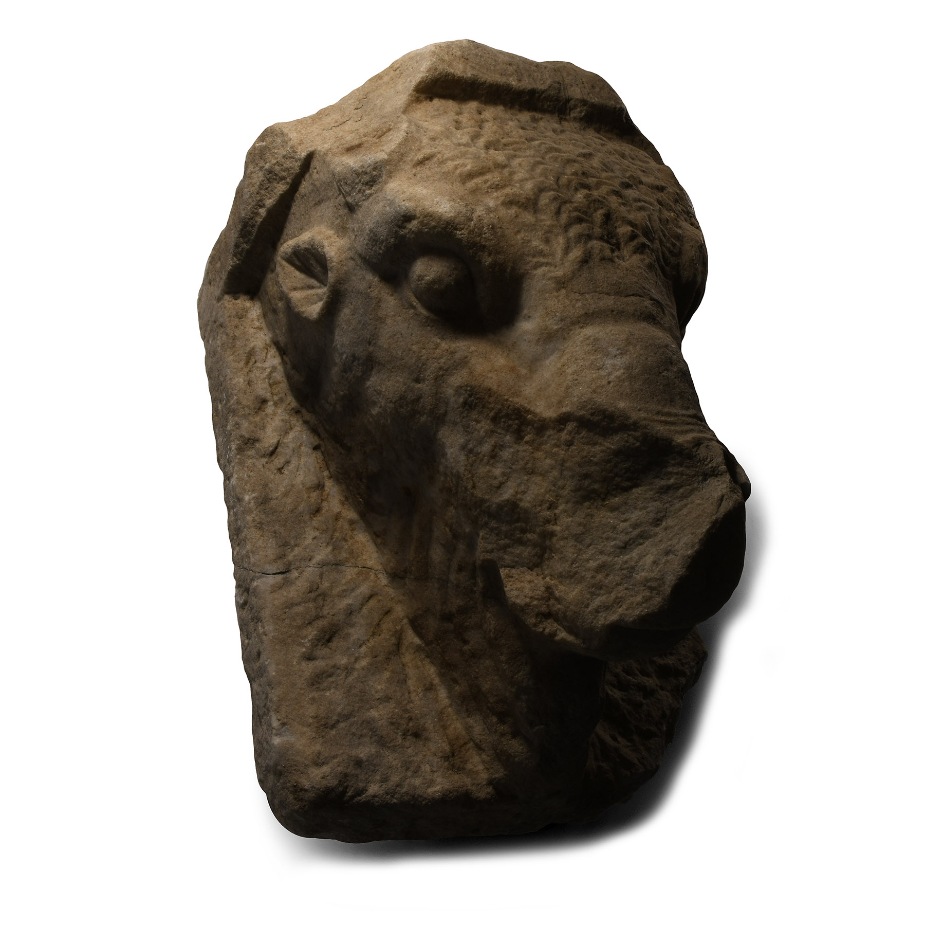 Large Roman Marble Bull's Head Sculpture
