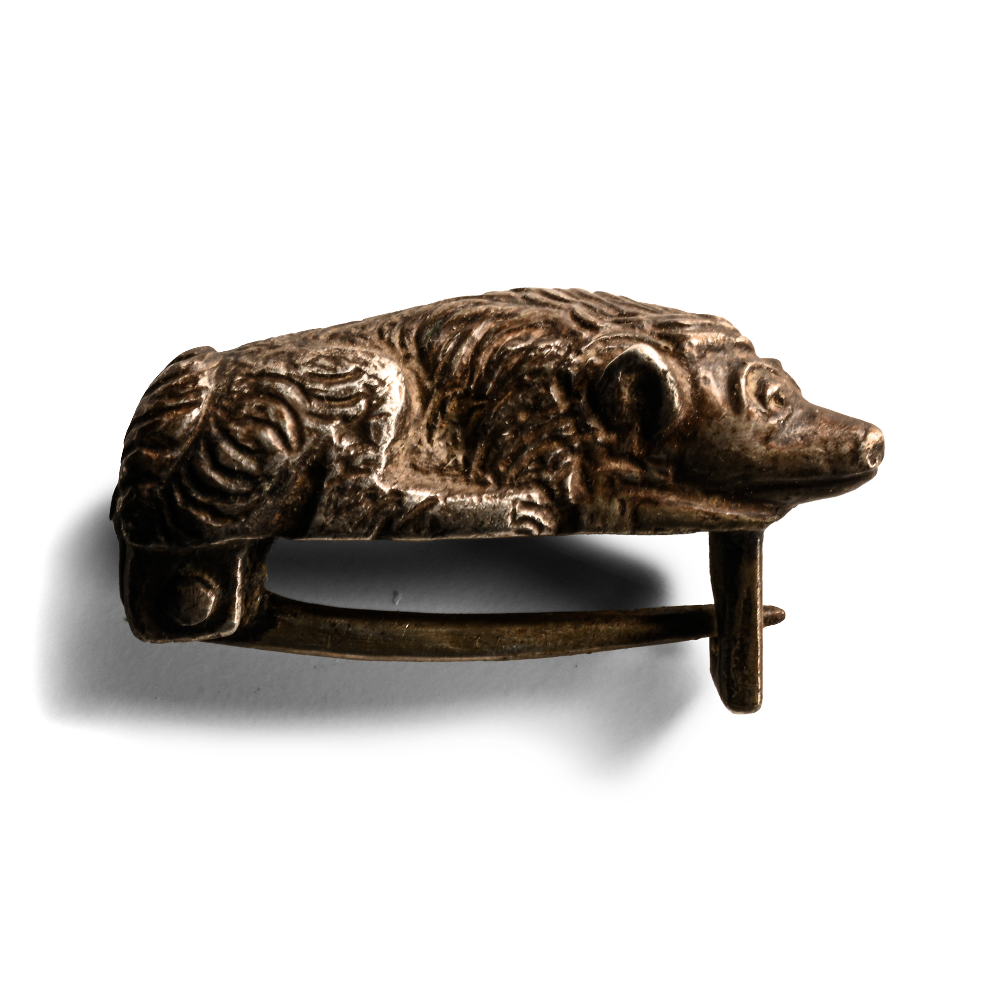 Roman Style Silver Dog Brooch