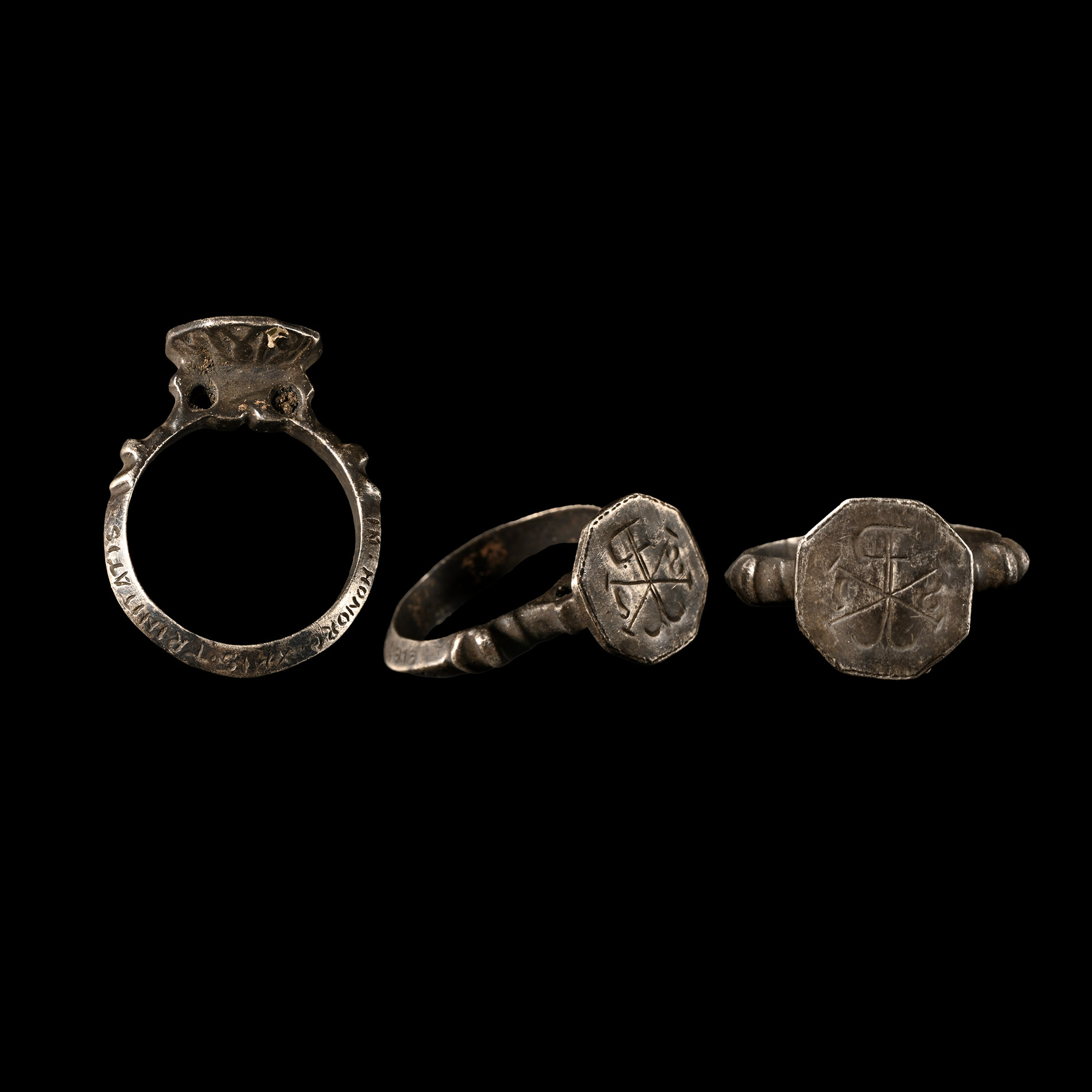 Post Medieval Silver Chi Rho Ring with Inscription