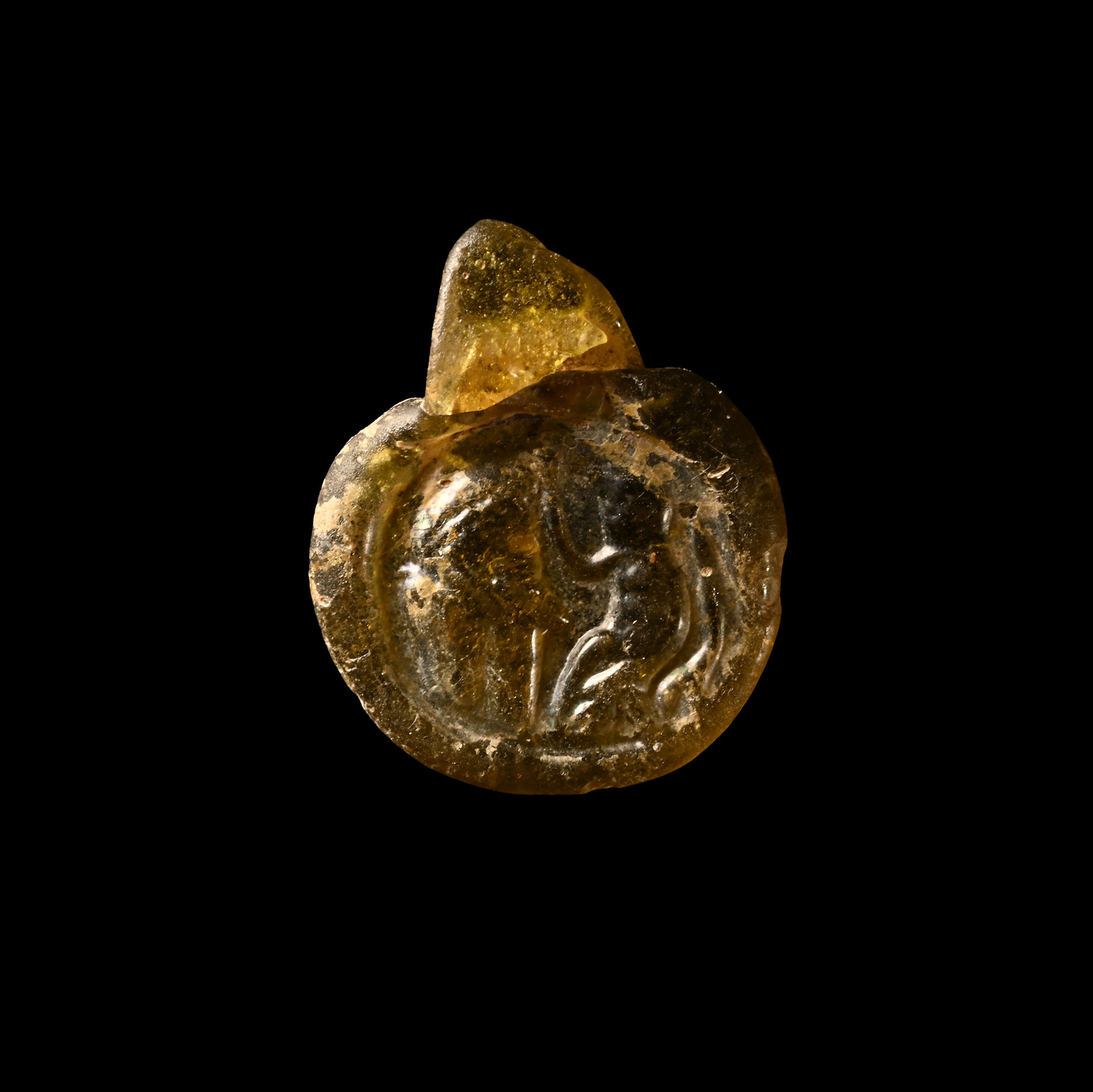 Byzantine Glass Medallion Pendant with Moses Hitting the Rock