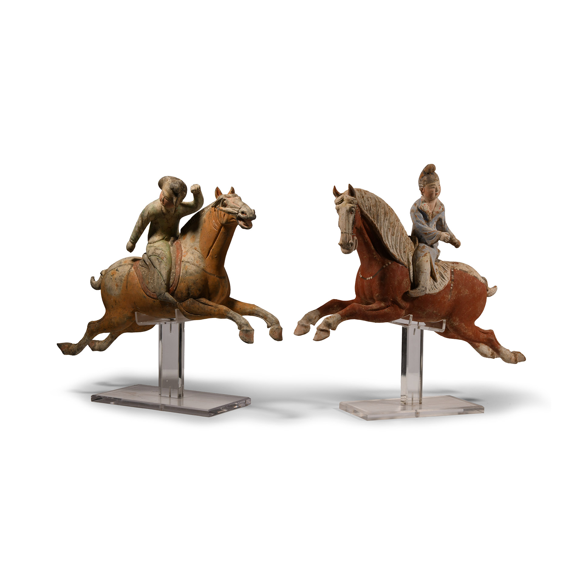 Chinese Tang Terracotta Polo Player Pair