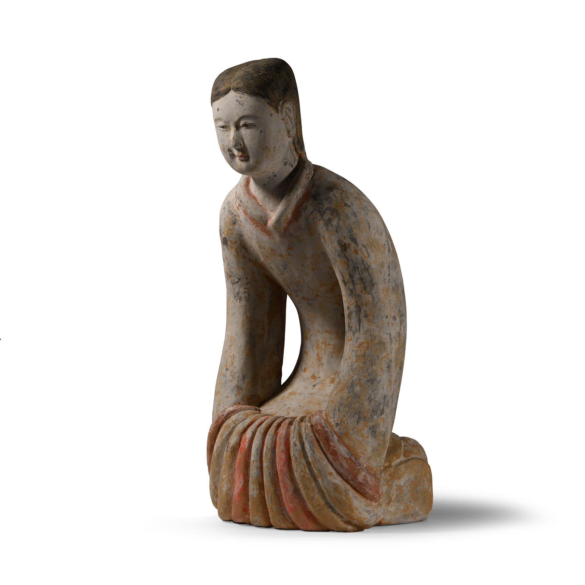 Large Chinese Han Terracotta Kneeling Figure