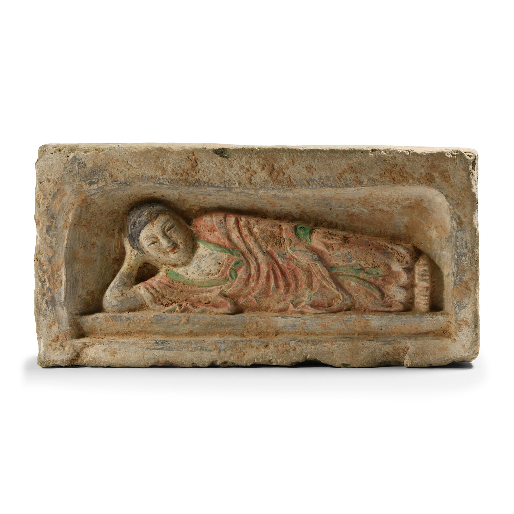 Large Chinese Wei Terracotta Brick with Lying Buddha
