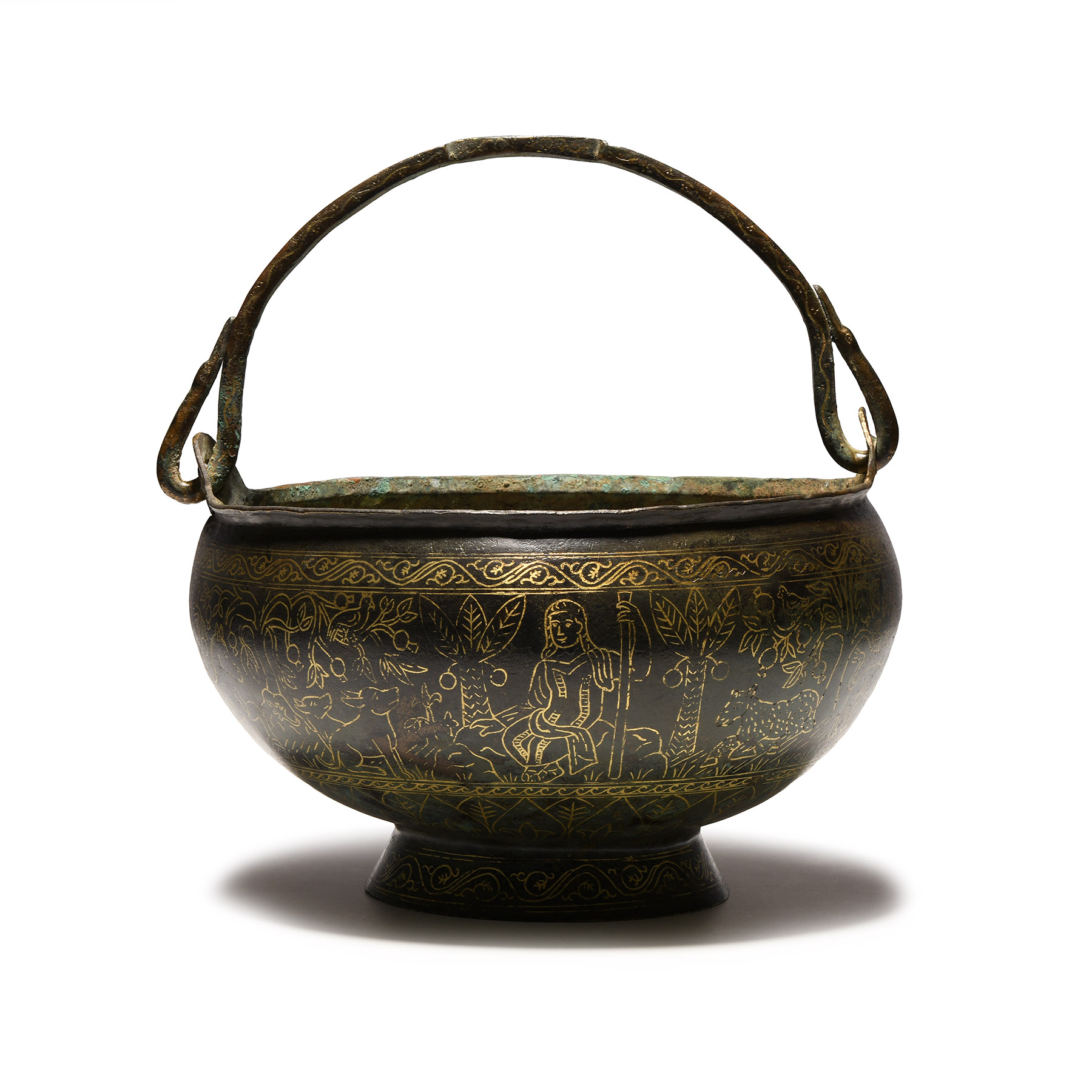 Byzantine Gilt Bronze Bowl with Religious Scenes
