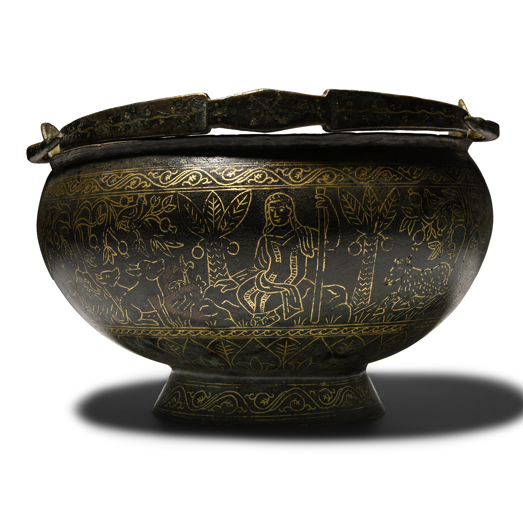 Byzantine Gilt Bronze Bowl with Religious Scenes