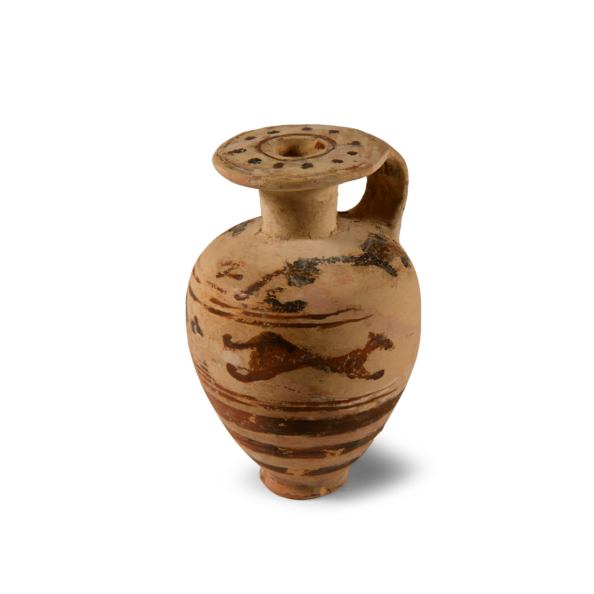 Italo-Corinthian Terracotta Piriform Juglet with Animals