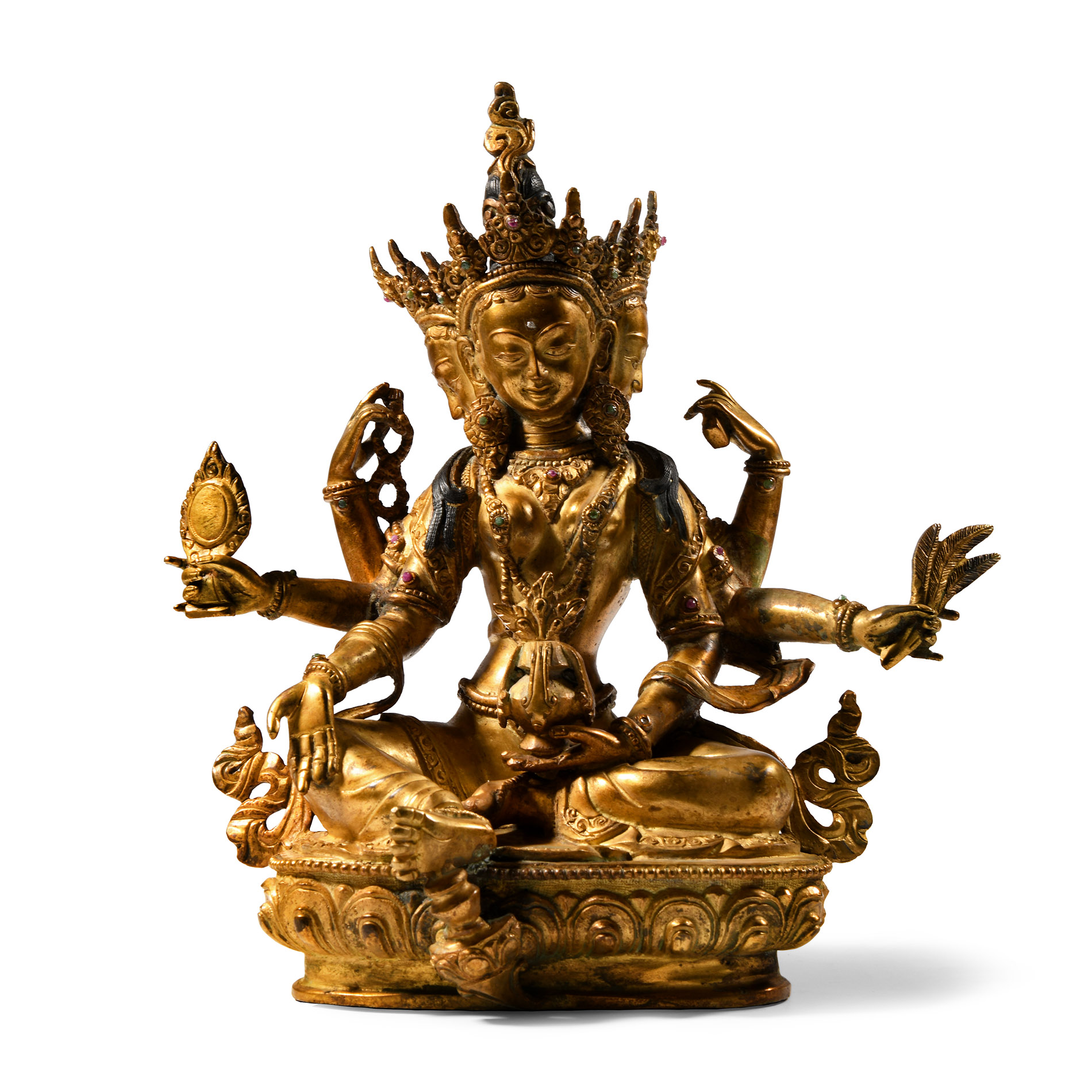 Sino-Tibetan Gilt Bronze Bodhisattva Statue