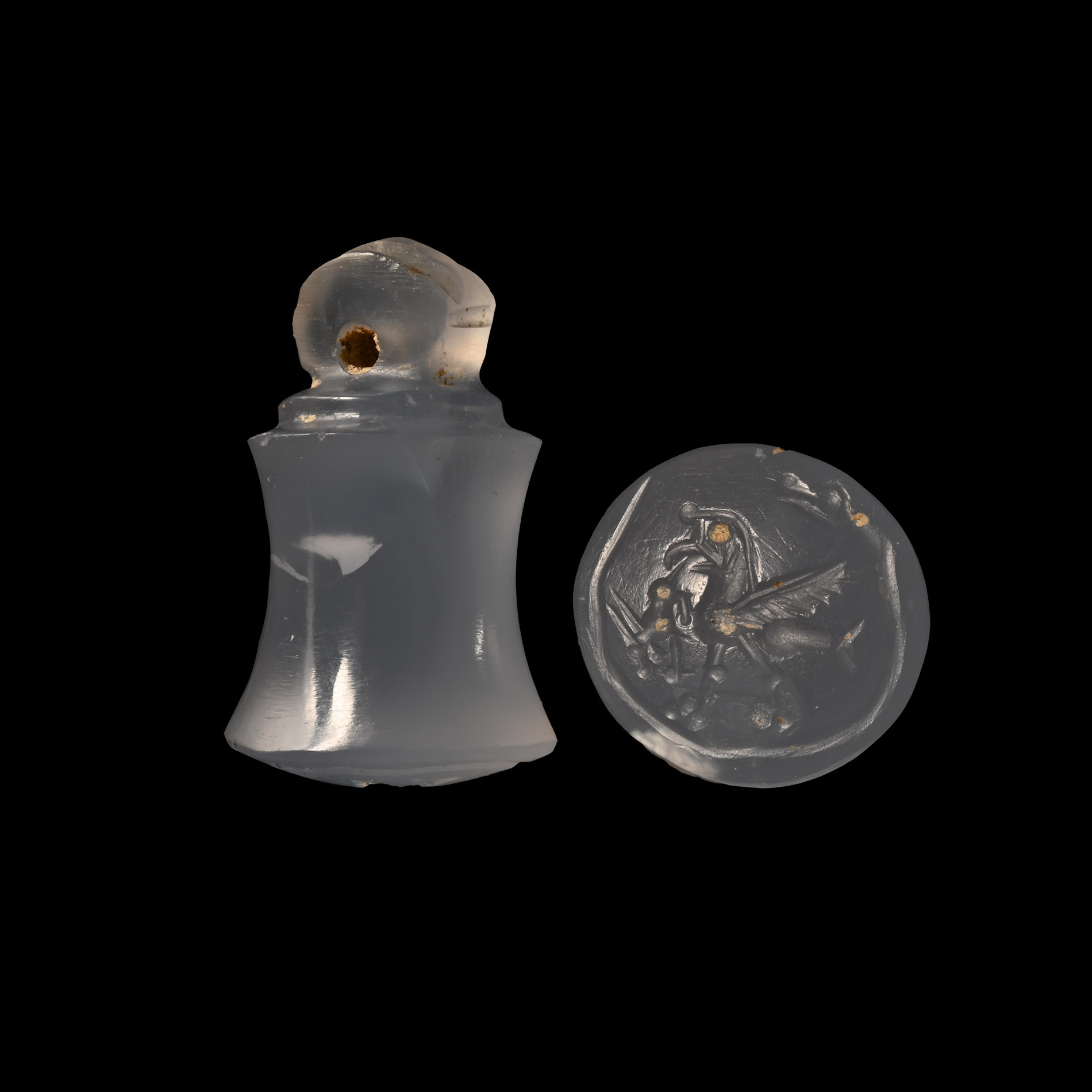 Chalcedony Pendant Stamp Seal with Mythical Creature