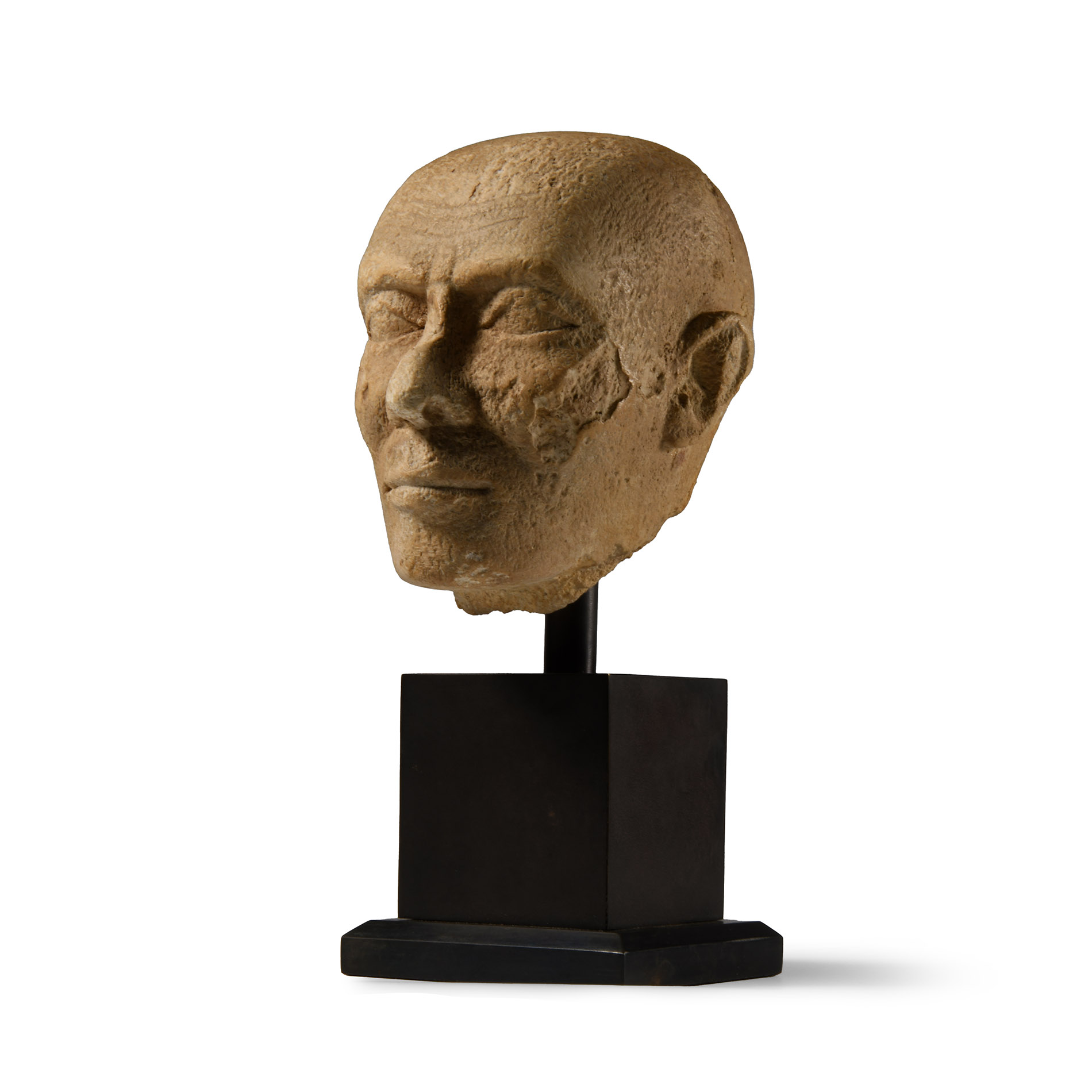 Egyptian Limestone Head of a Priest