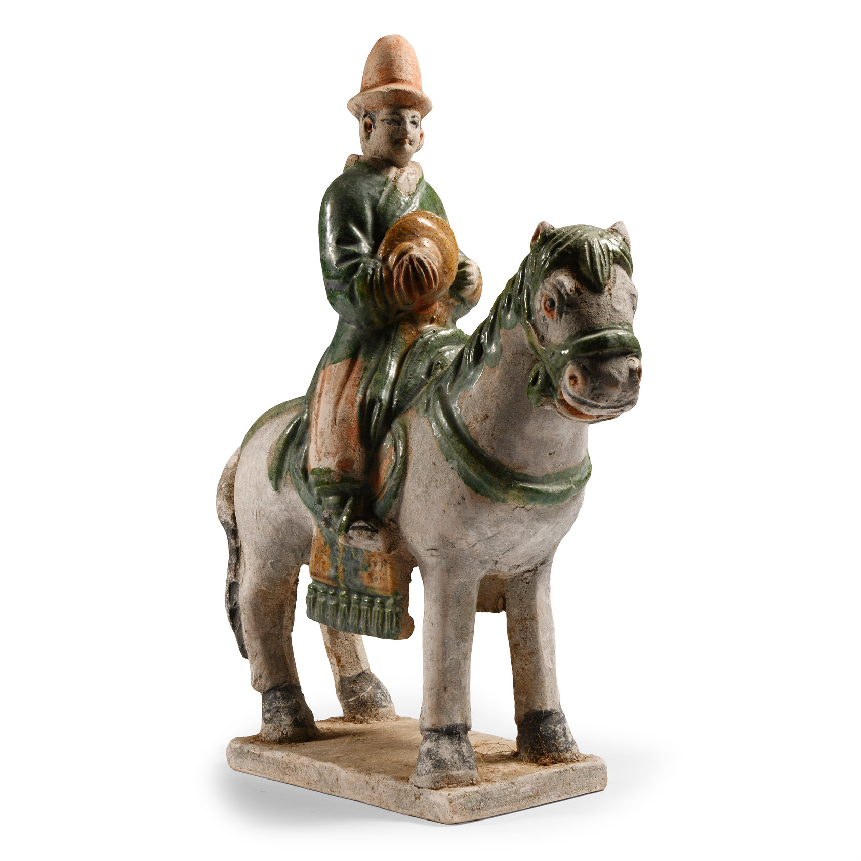 Chinese Ming Glazed Terracotta Horse and Rider
