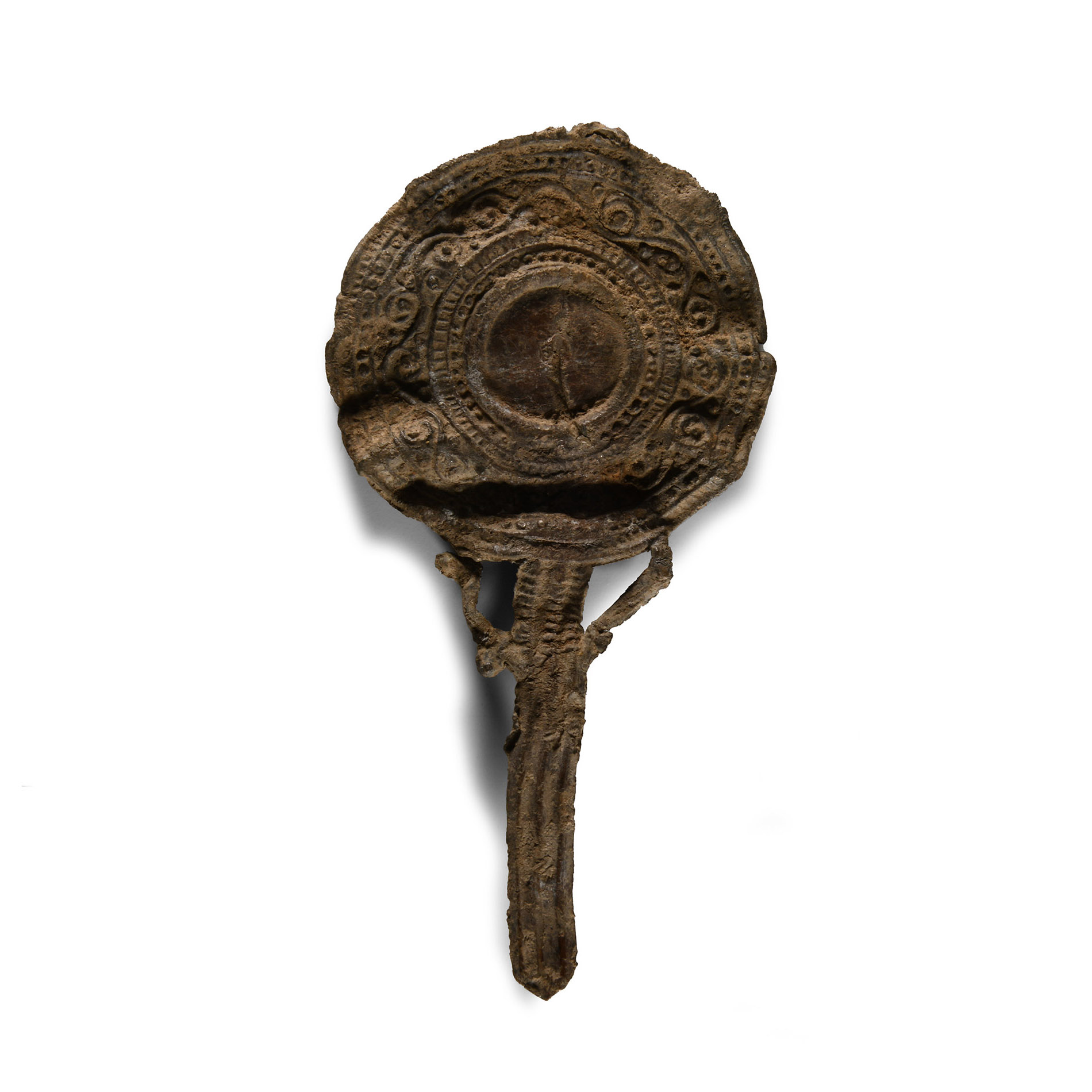 Roman Decorated Votive Lead Mirror