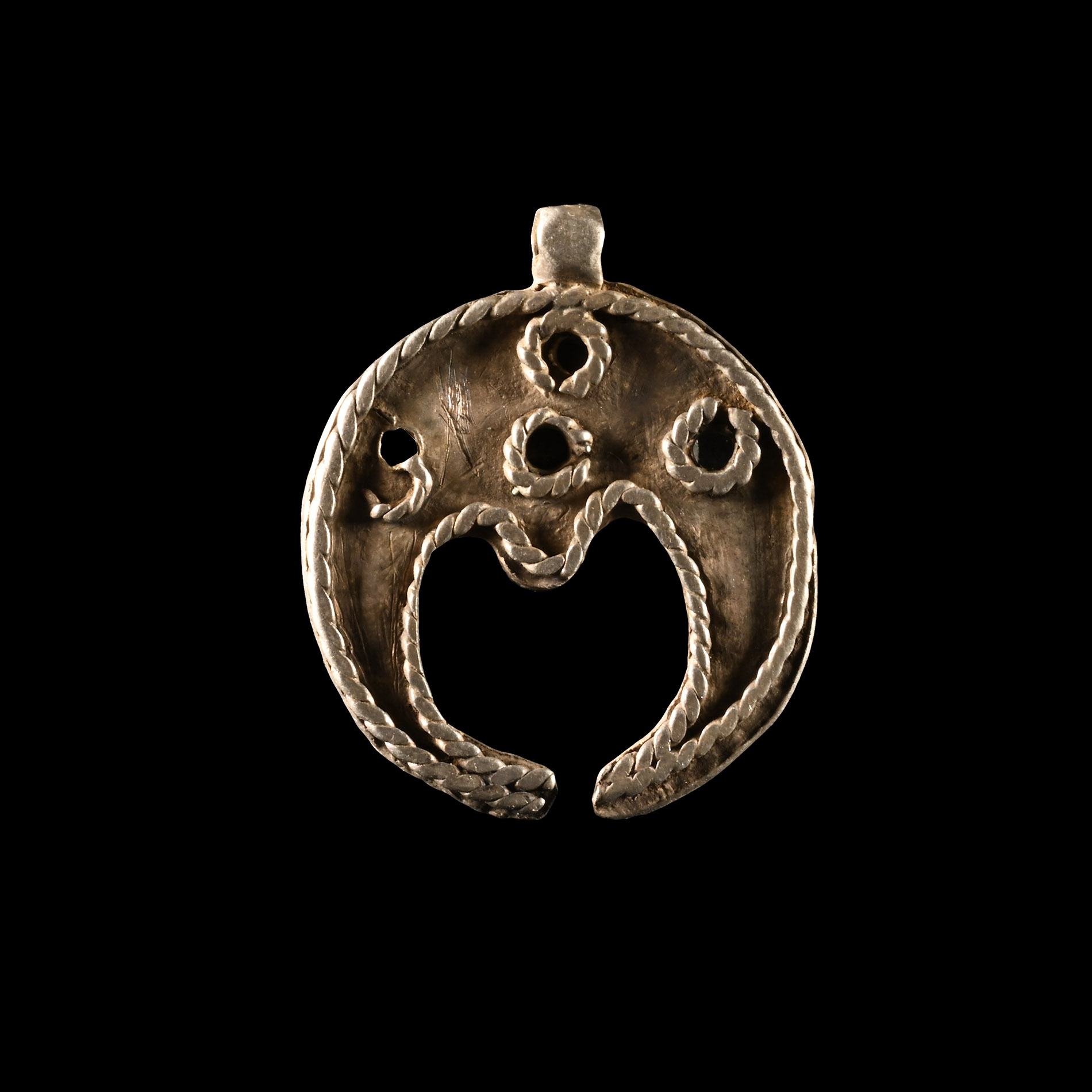 Late Roman Silver Lunar Pendant