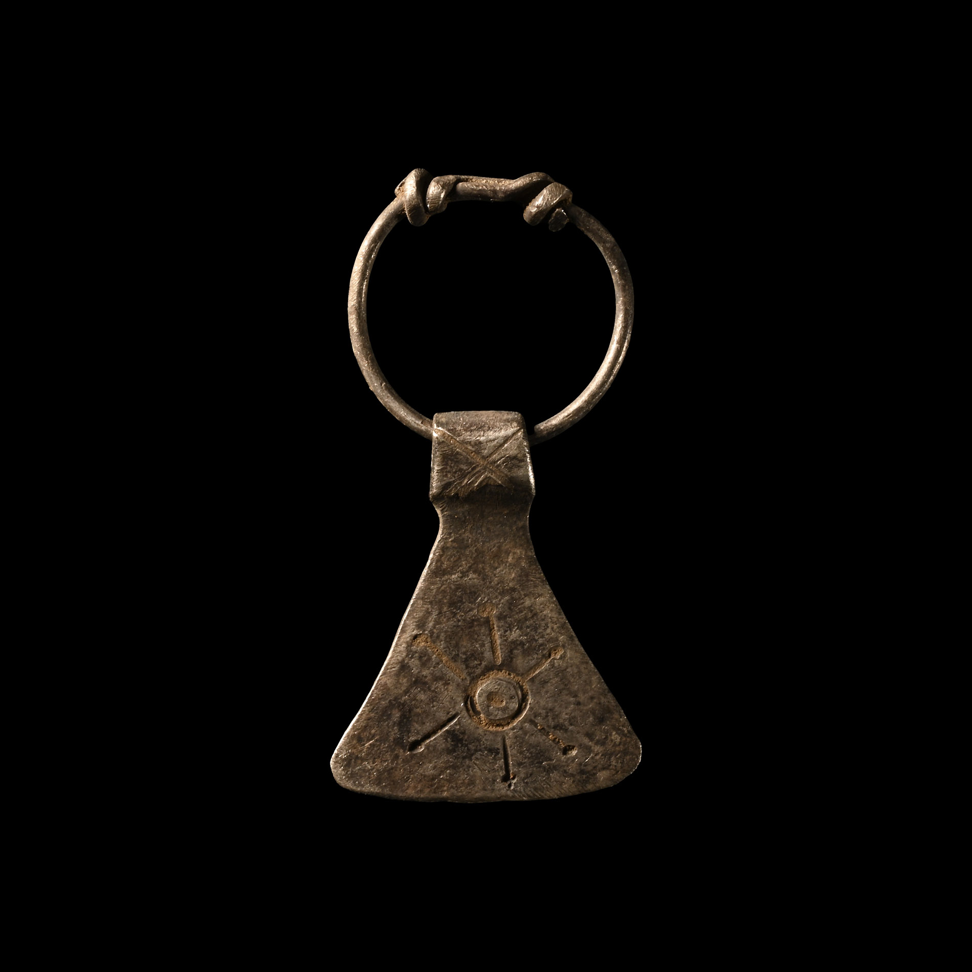 Viking Age Silver Broad Axe Pendant with Radiant Sun