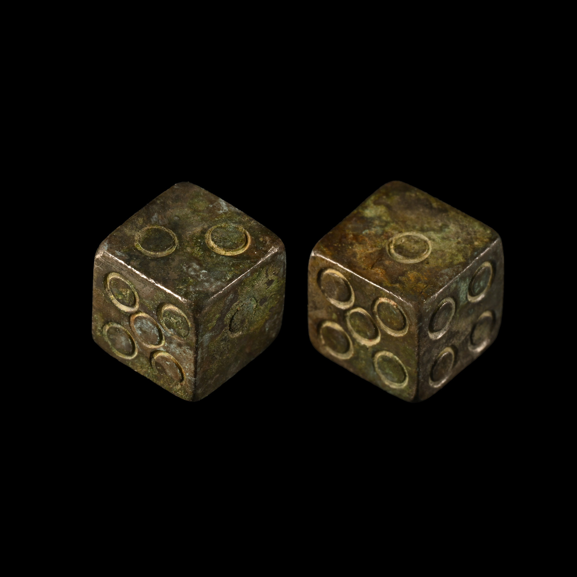 Roman Silver Gaming Dice Pair