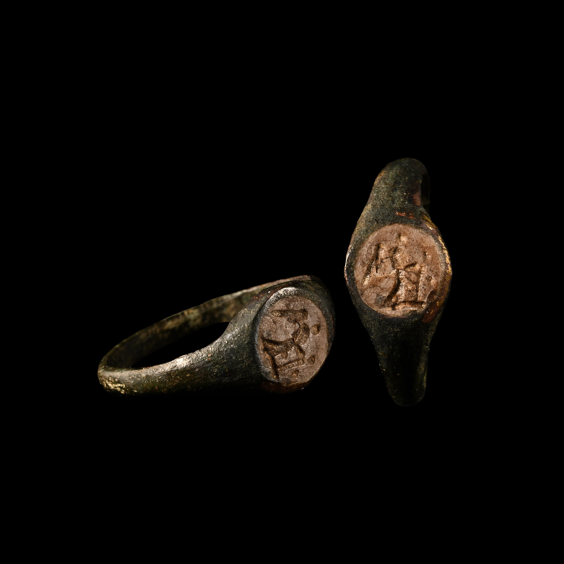 Roman Bronze Ring with Victory Gemstone
