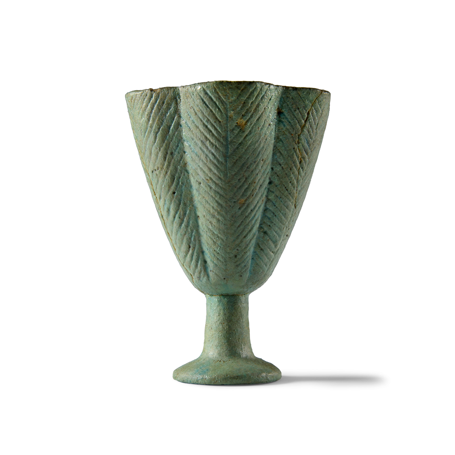 Egyptian Blue-Glazed Faience White Lotus Chalice