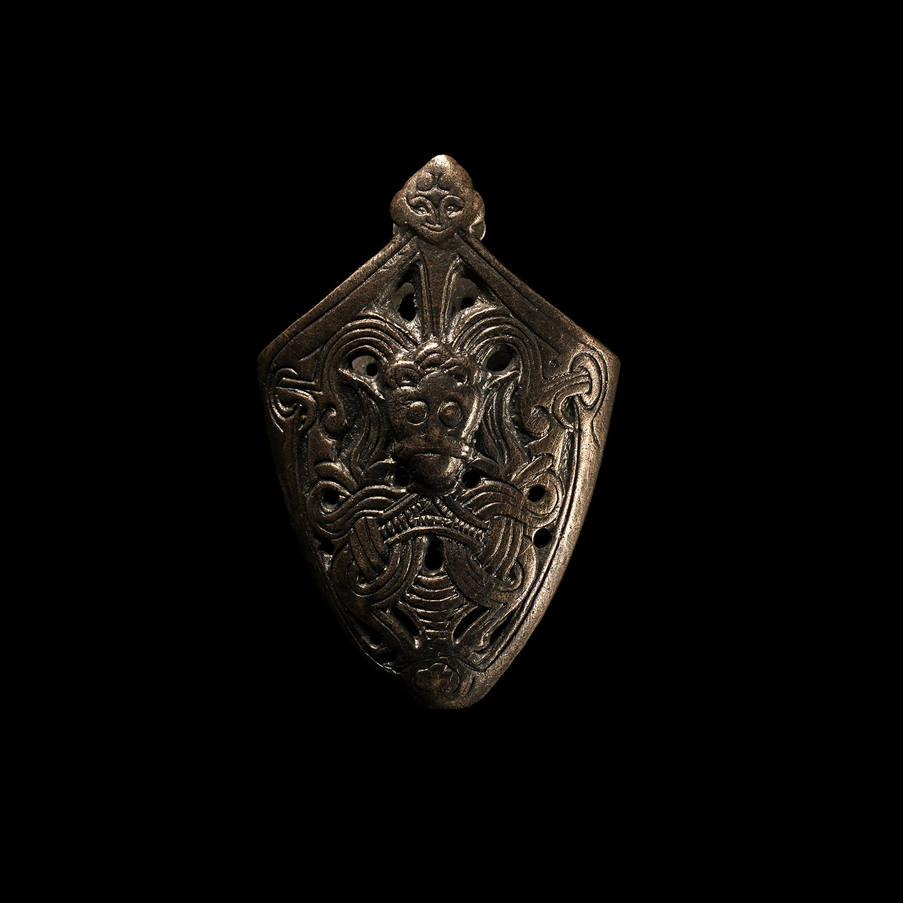 Viking Age Silver Sword Chape with Interlaced Design