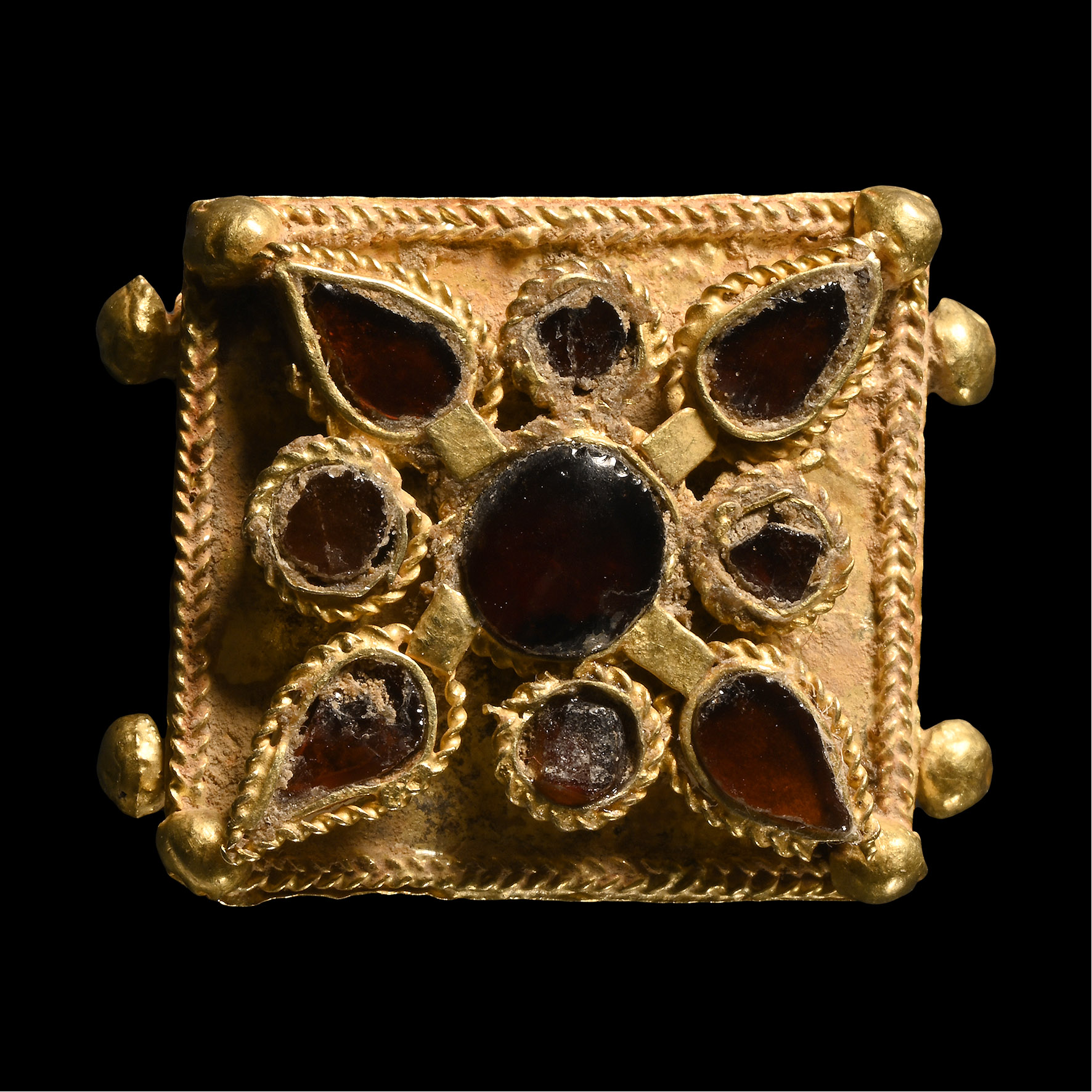Western Asiatic Garnet-Set Gold Element
