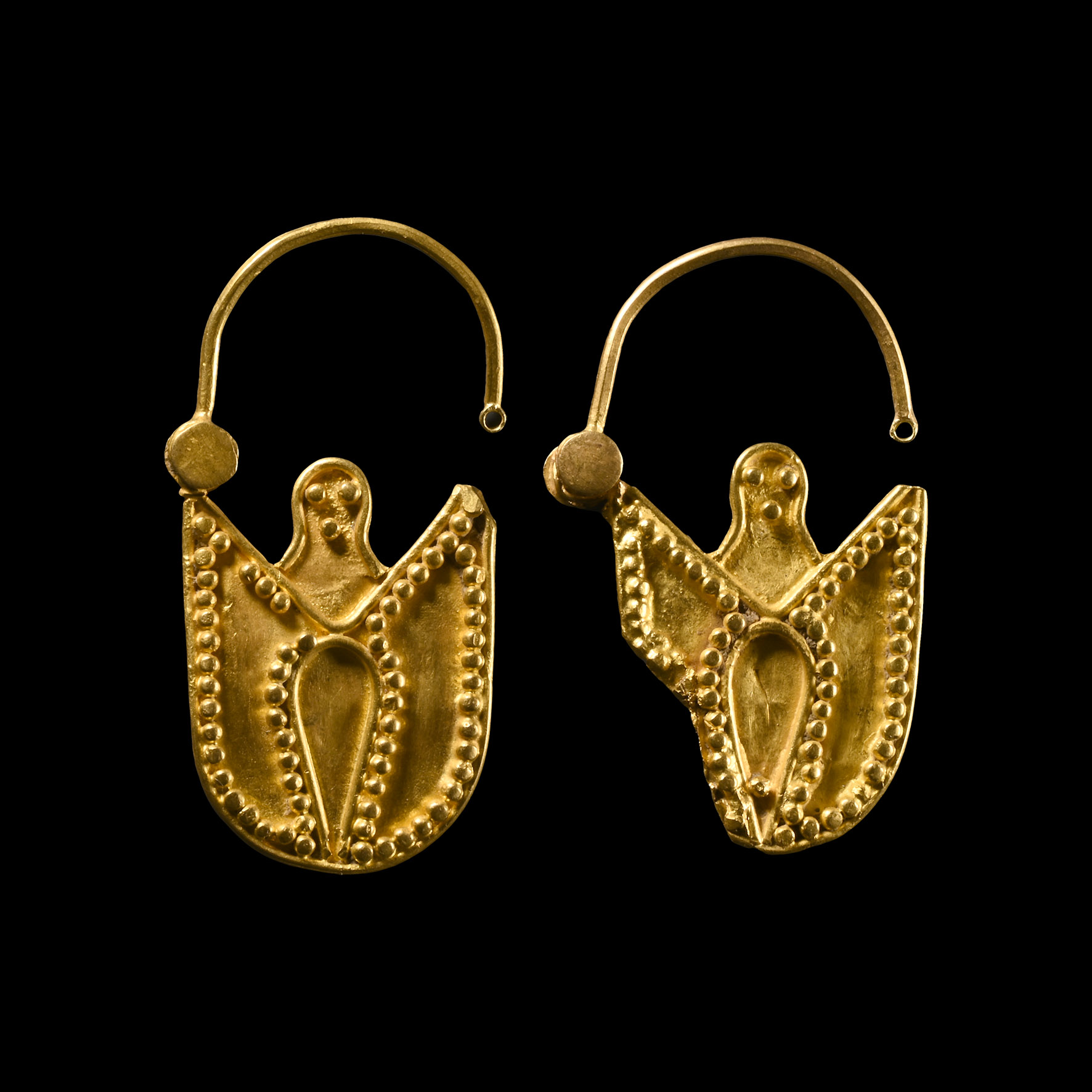 Western Asiatic Gold Floral Earrings
