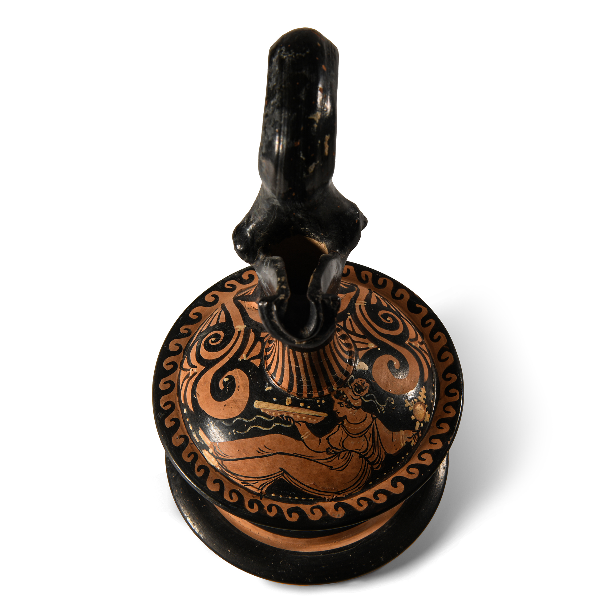 Greek Epichyses with Reclining Female Holding a Patera