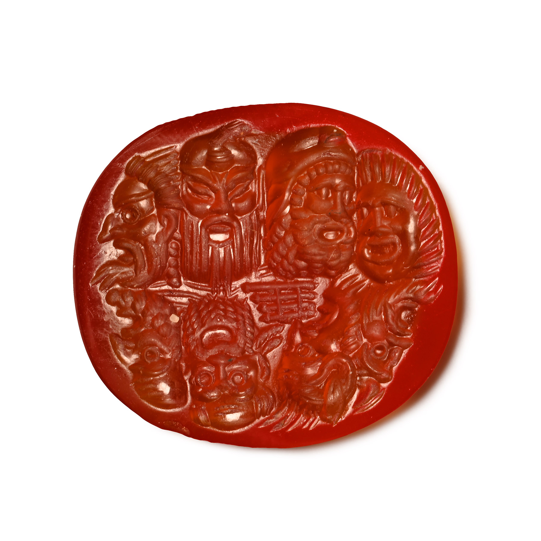 Roman Carnelian Gemstone with Theatre Masks