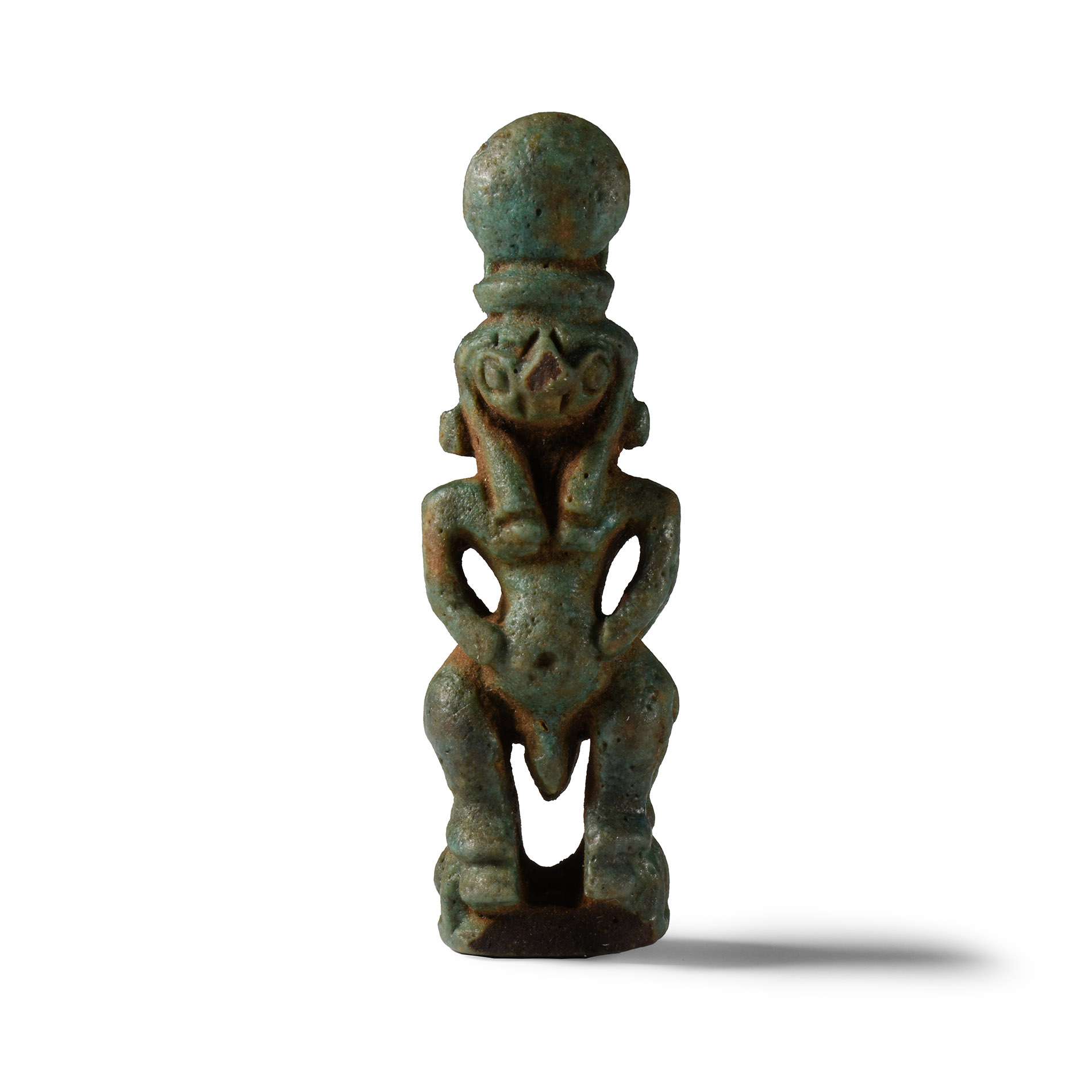 Egyptian Janiform Pataikos and Ra-Horakhty Faience Amulet