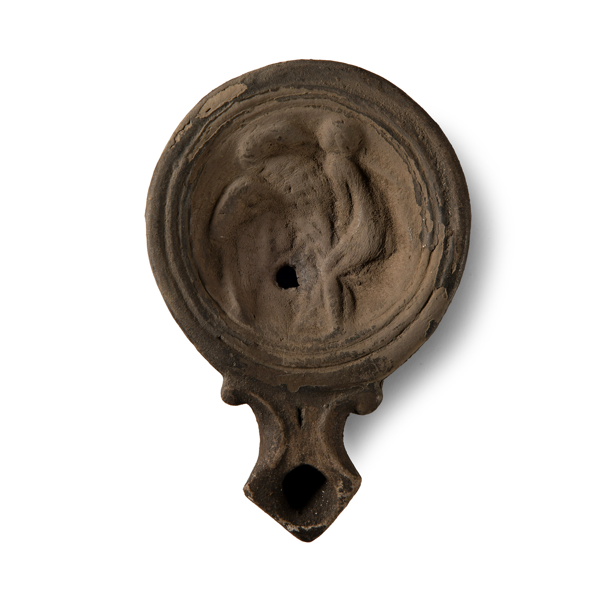 Roman Erotic Leda and the Swan Terracotta Oil Lamp