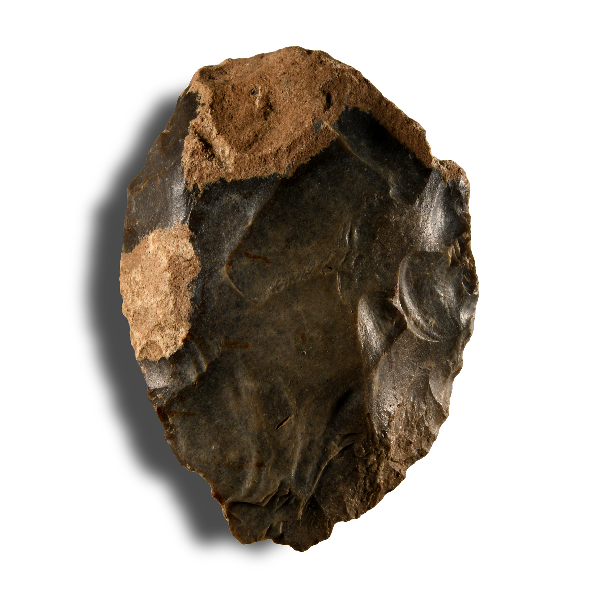 Stone Age 'Bergerac' Knapped Ovate Flint Handaxe