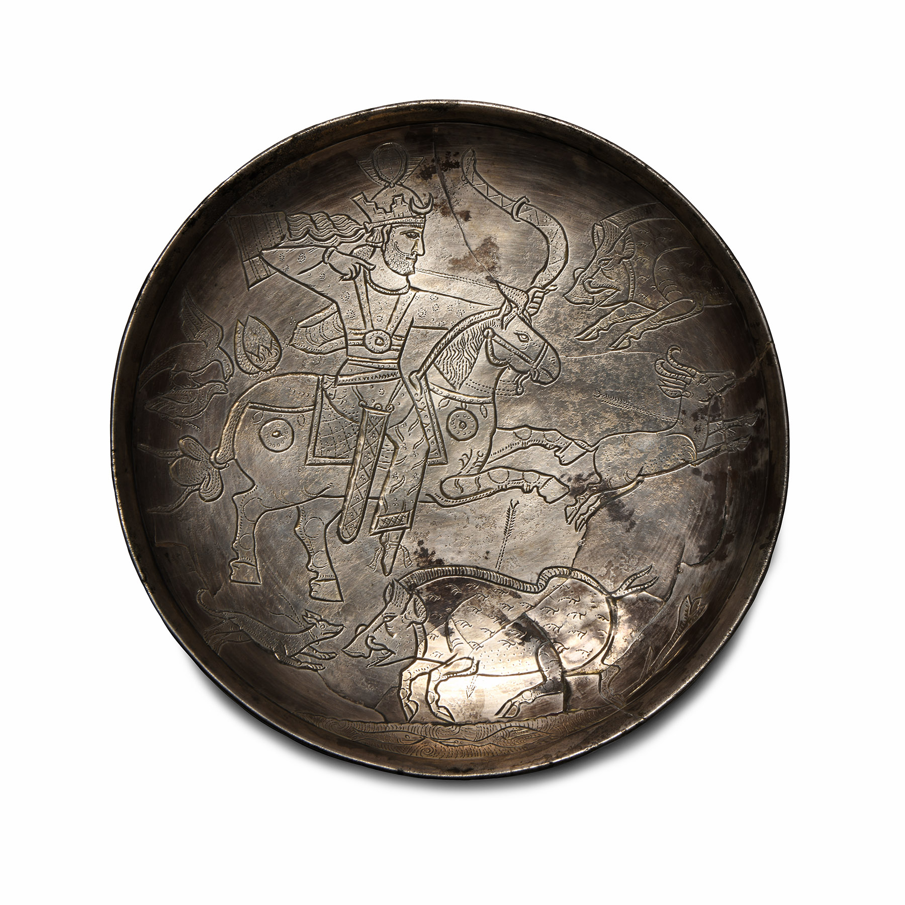 Sassanian Silver Plate with a Shah Hunting