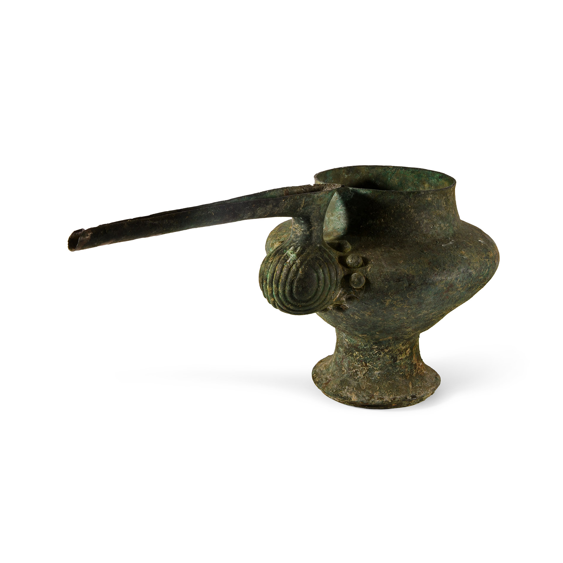 Large Amlash Bronze Spouted Libation Vessel