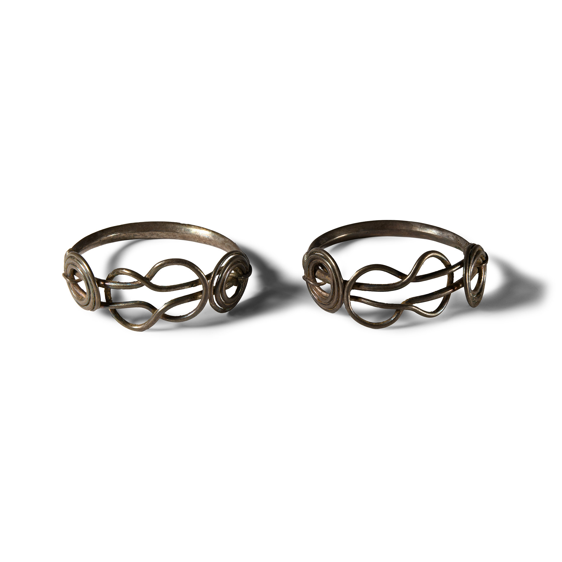 Iron Age Celtic Coiled Silver Bracelet Pair