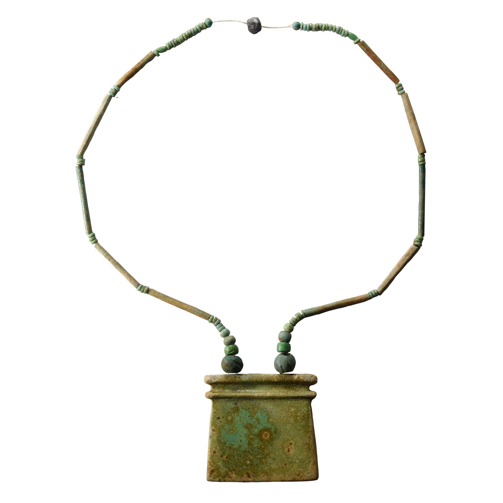 Egyptian Faience Bead Necklace String with Pectoral