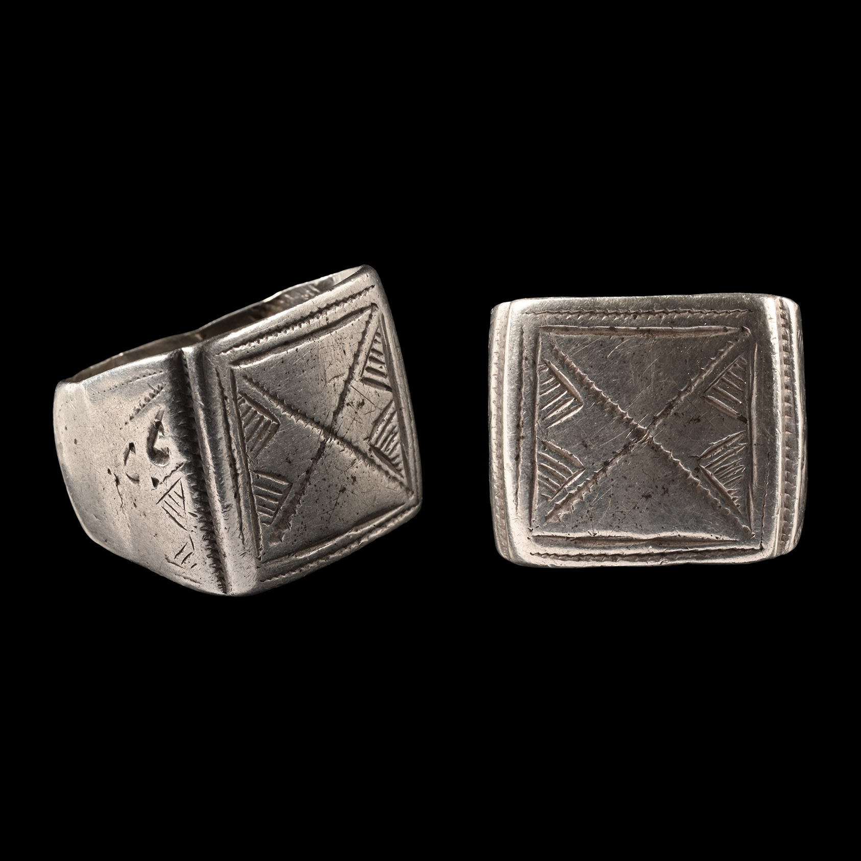 Medieval Silver Ring with Hourglass