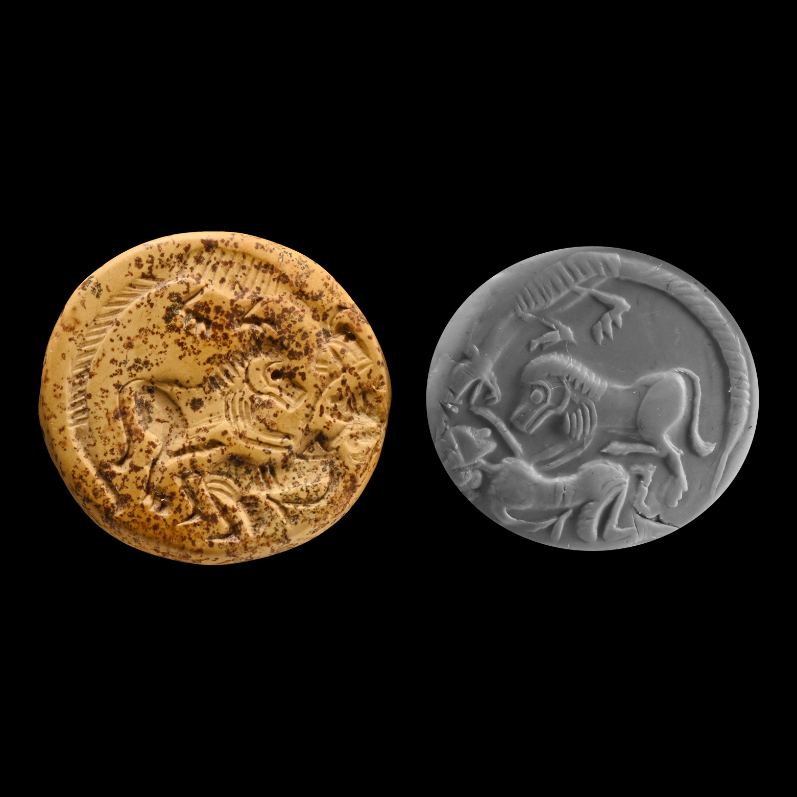 Western Asiatic Jasper Stamp Seal with Contest Scene