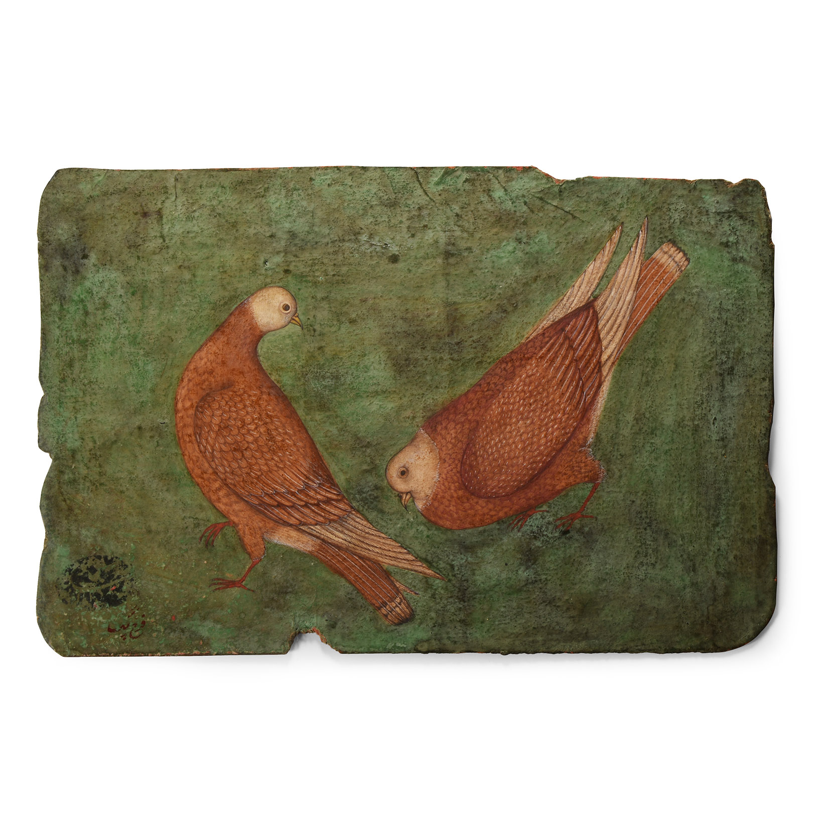 Indian Water Colour Painting of Courting Andaman Doves