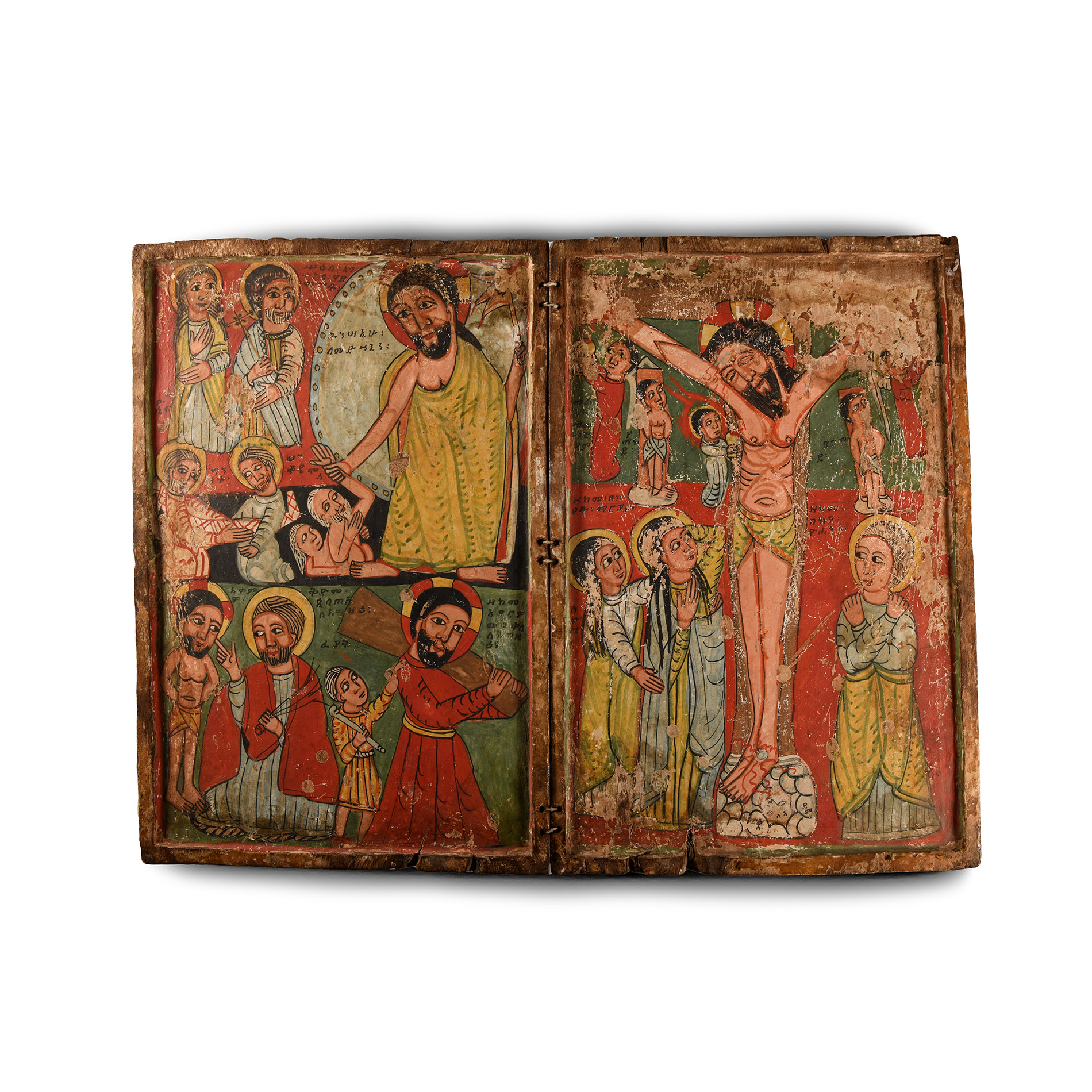 Ethiopian Diptych with Passion and Resurrection of Christ
