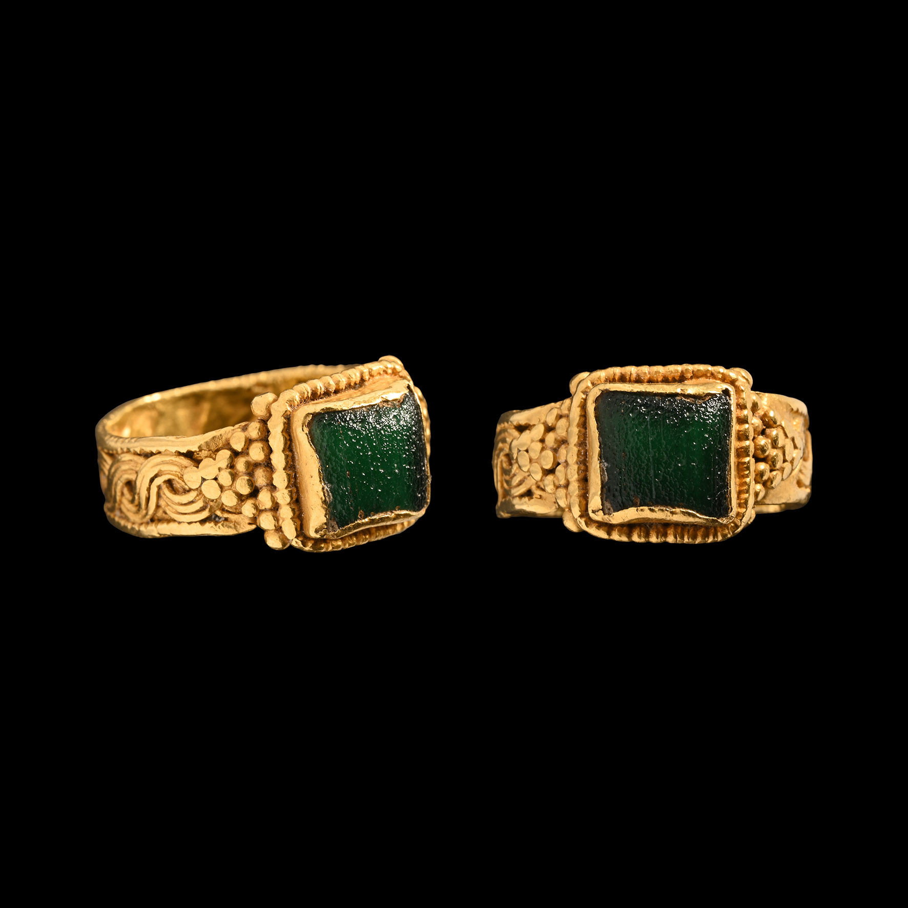 Roman Gold Ring with Green Cabochon