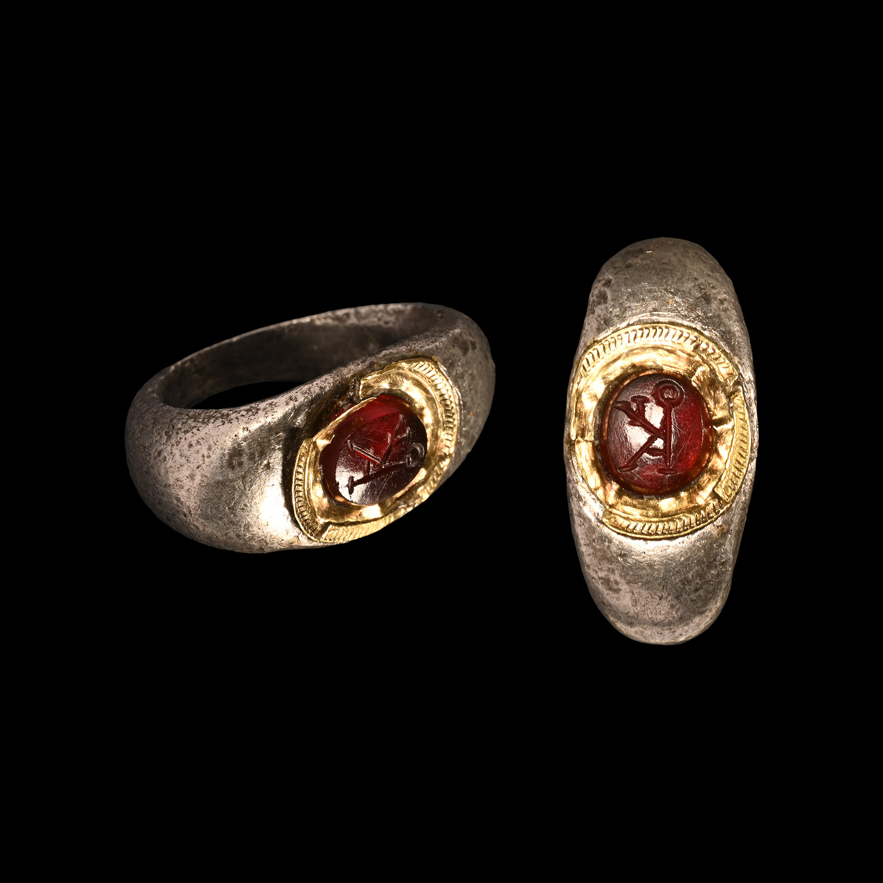 Roman Silver Ring with 'of him who is virtuous, beautiful' Garnet Gemstone