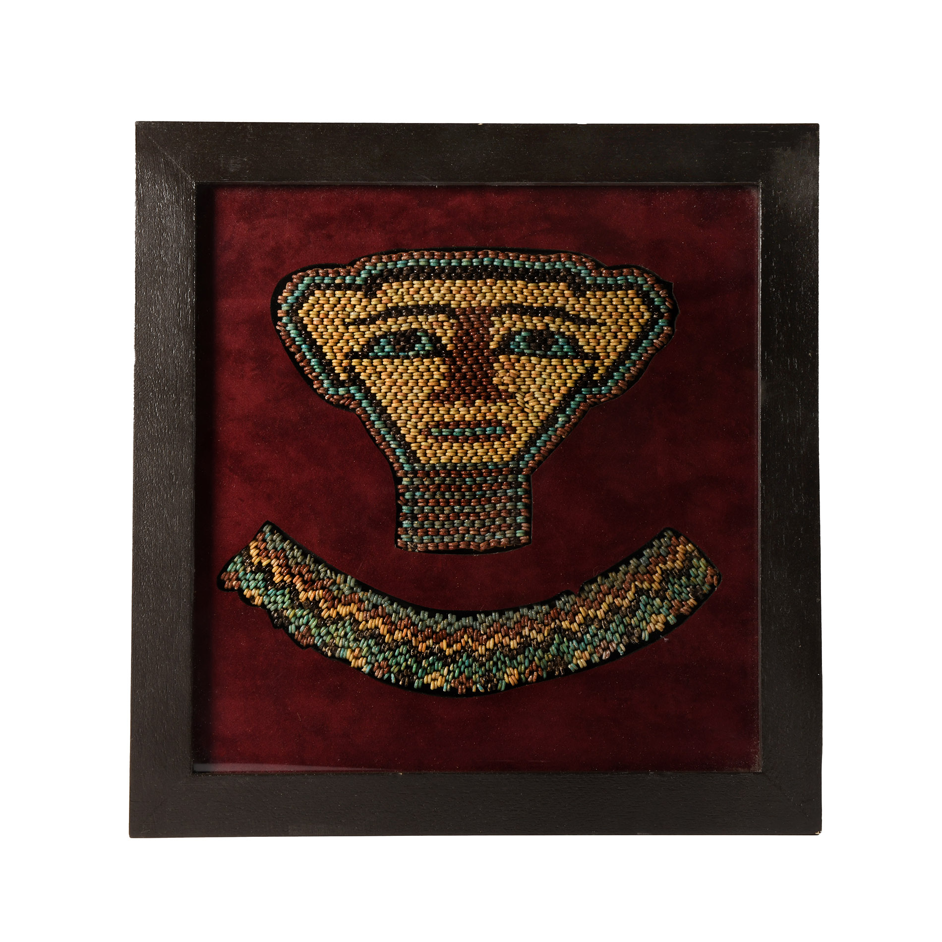 Egyptian Faience Bead Mummy Mask and Collar with Good Colour