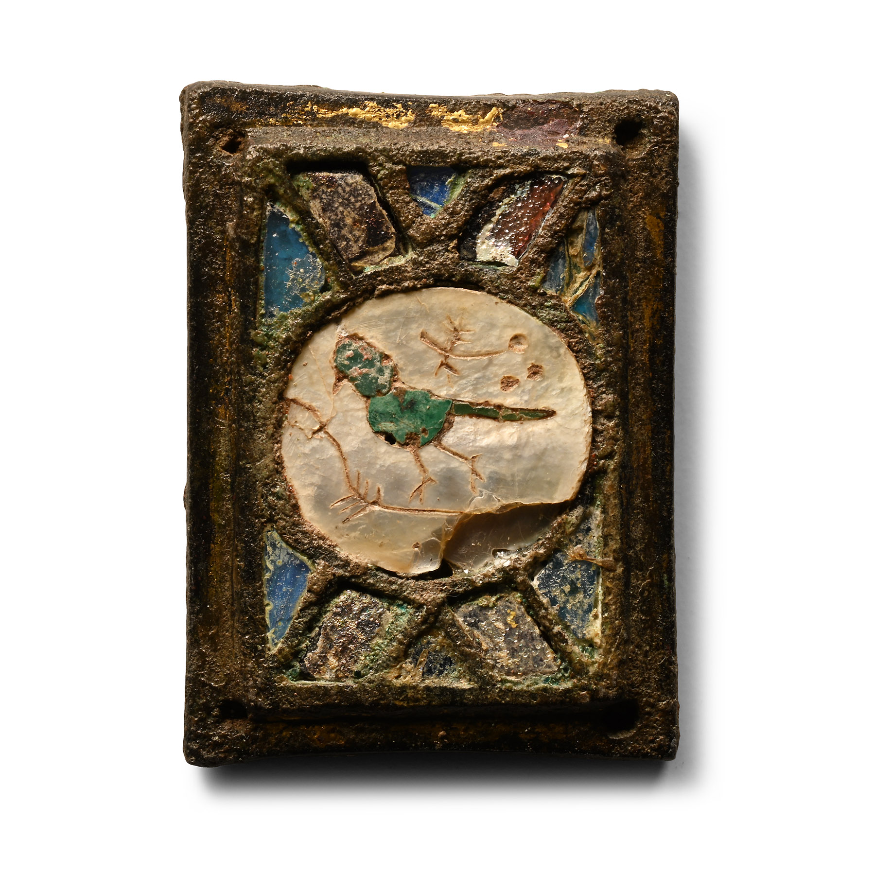 Byzantine Bronze Plaque with Bird Inlay