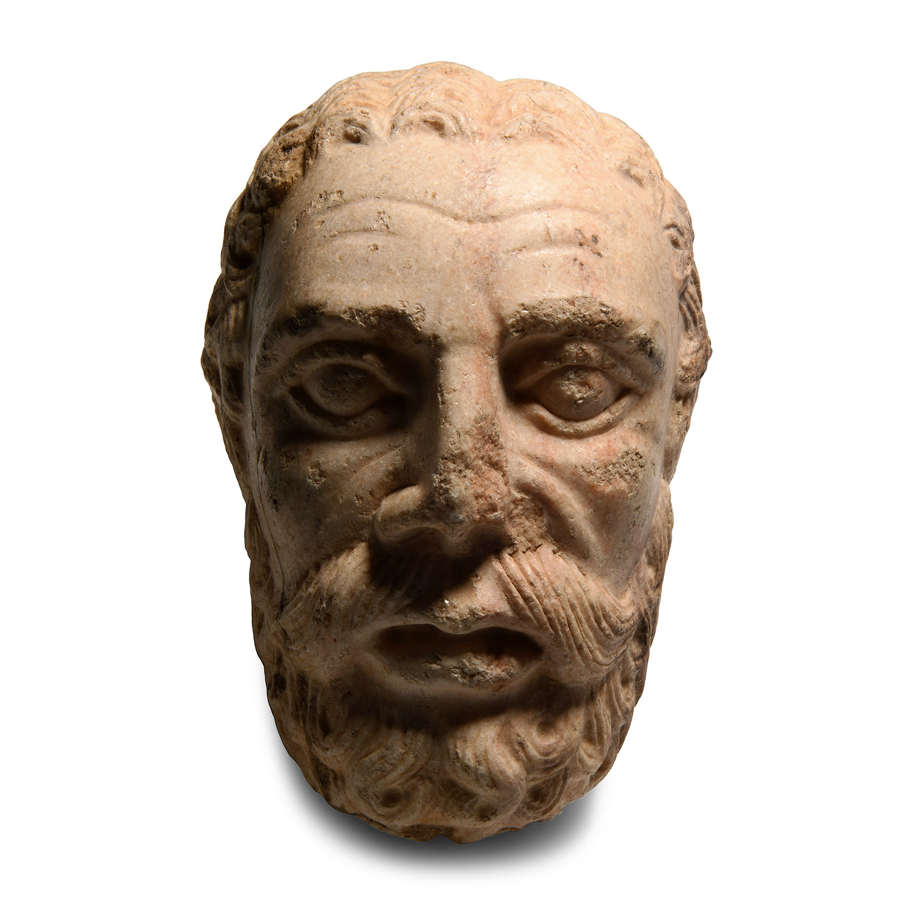 Medieval Romanesque Marble Head of a Saint