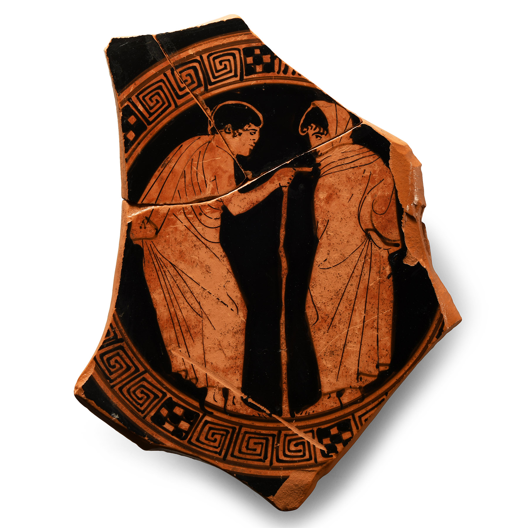 Greek Red-Figure Fragment with Draped Figures