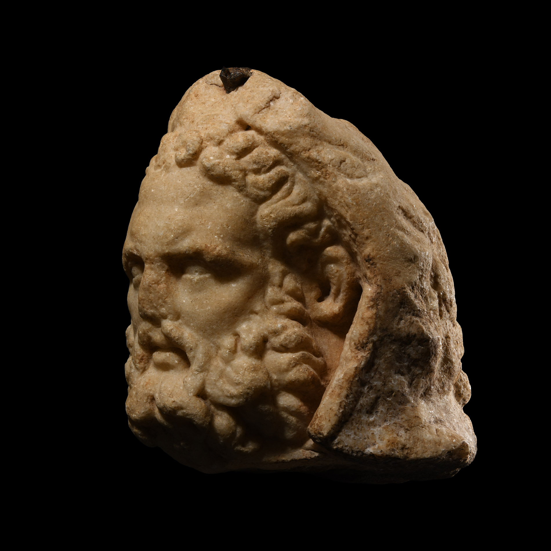 Roman Marble Head of Hercules Wearing the Nemean Lion Skin