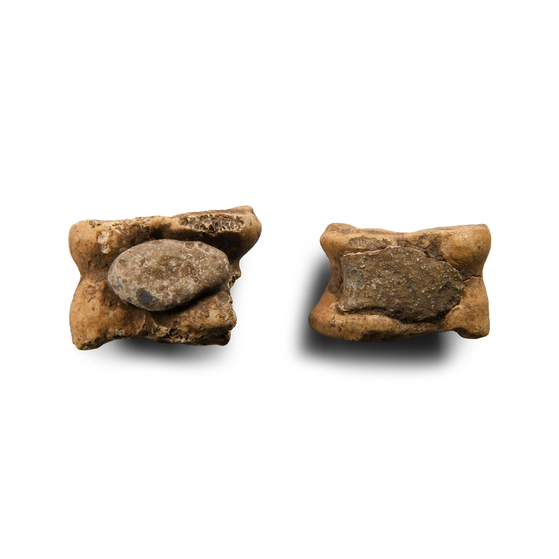 Roman Bone with Lead Knuckle Bone Gaming Piece Pair