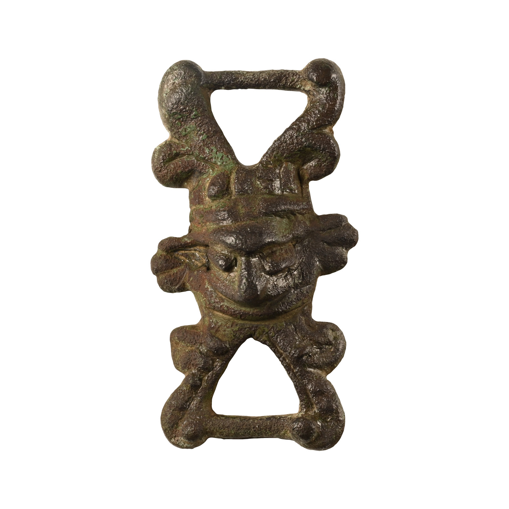 Anglo-Scandinavian Viking Bronze Strap Junction with Mask