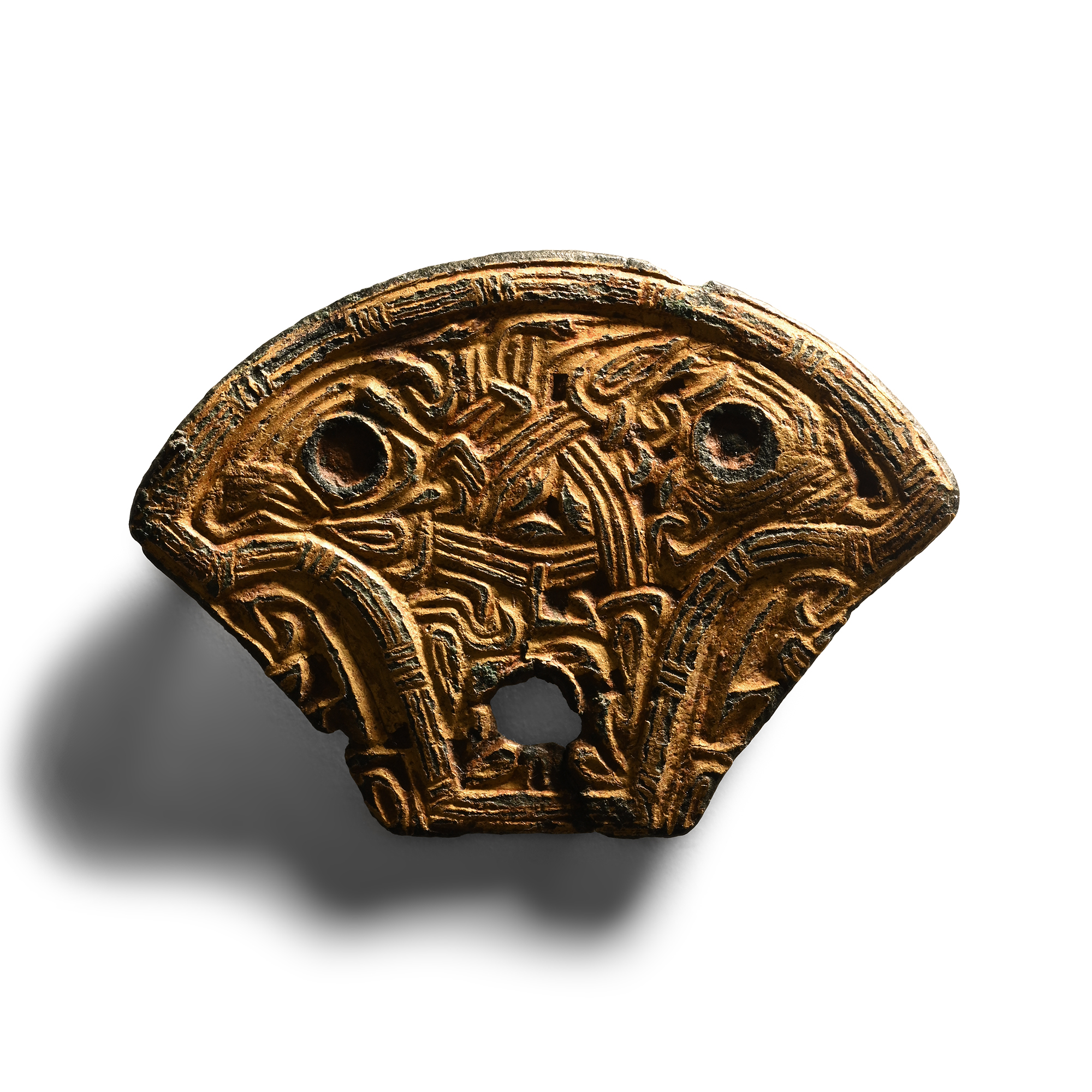 Anglo-Saxon Gilt Bronze Horse Harness Pelta Mount